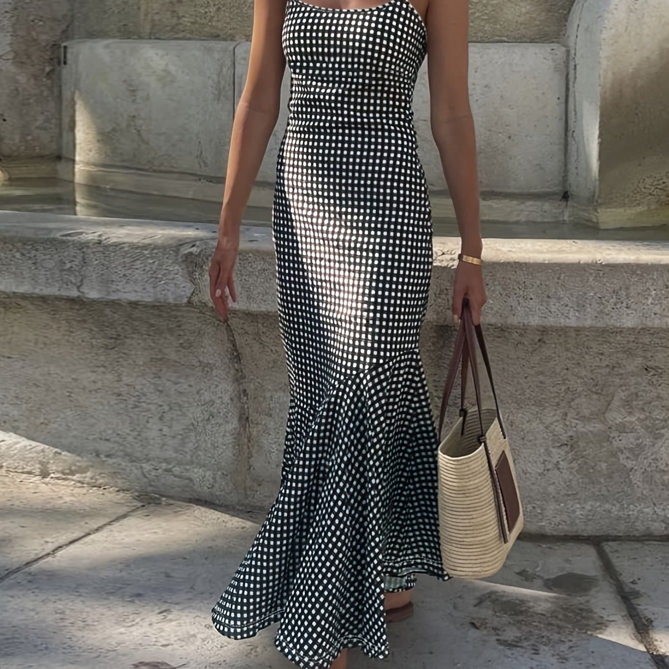 TEMU Summer New Printed Fashionable Casual Women's Suspender Dress [directional]
