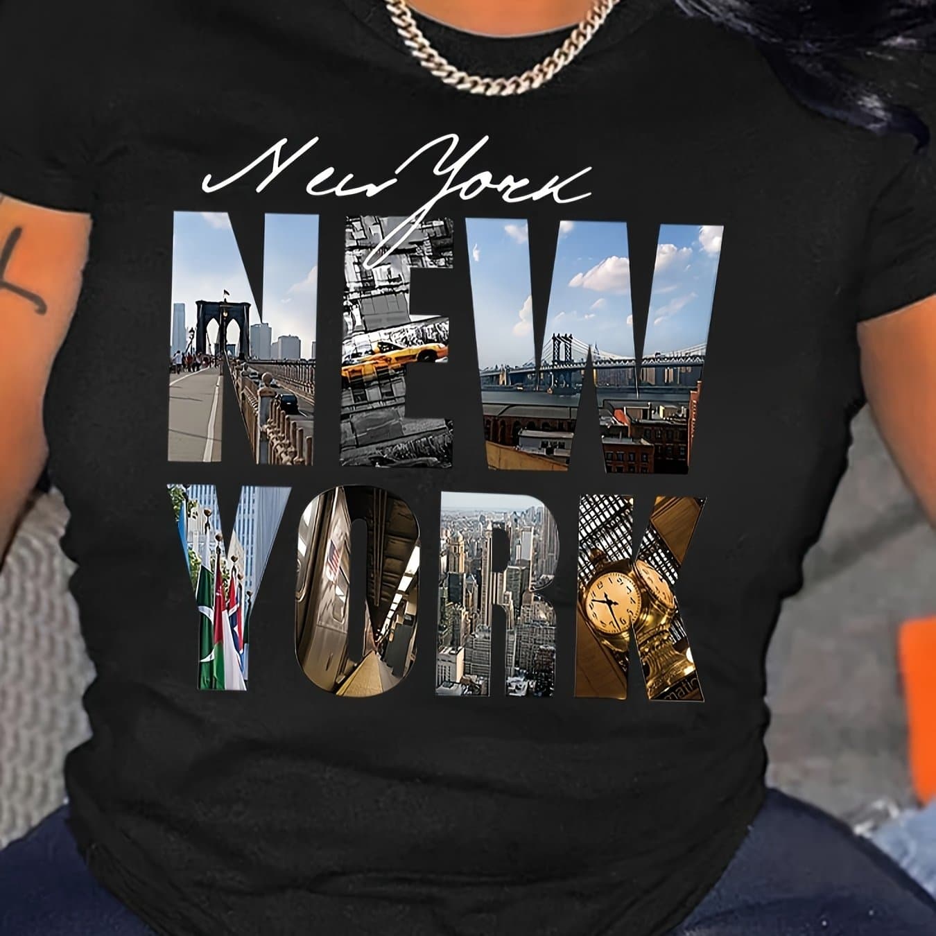 TEMU Plus Size - Plus Size - Plus Size '1976 New ' Letter Print T-shirt, Breathable Short Sleeve Round Neck Summer Top, Women's Blouse
