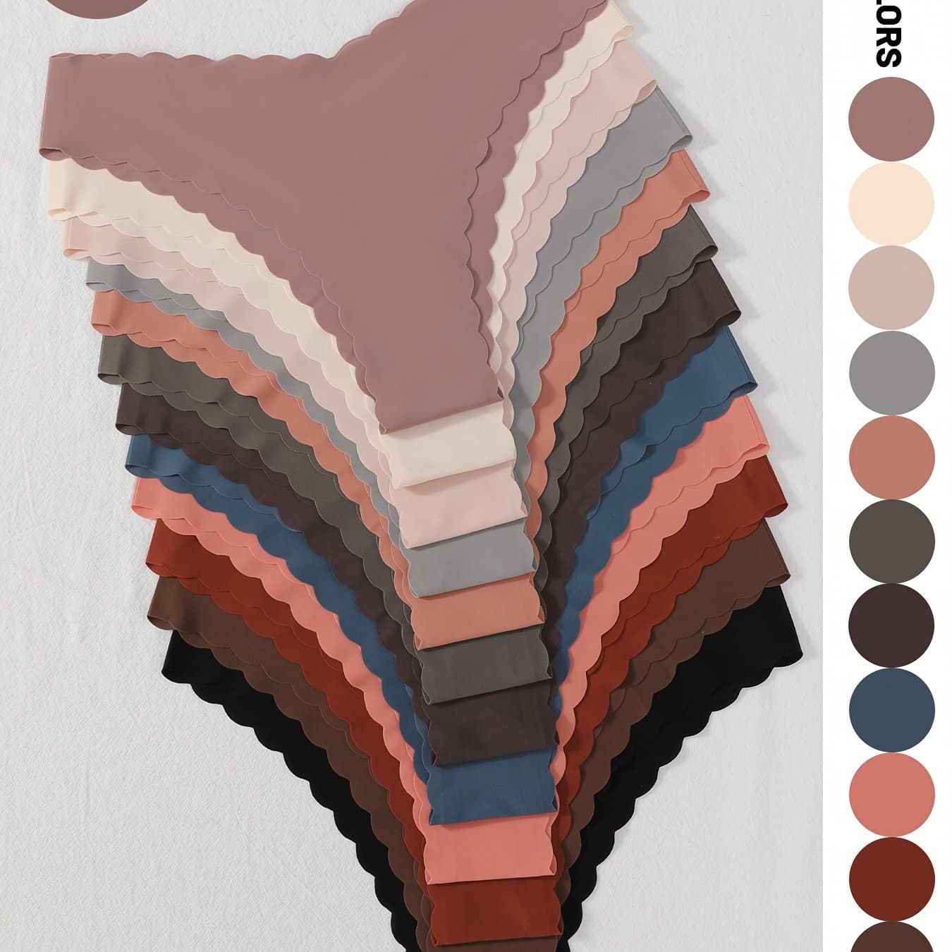 TEMU 12pcs Women' Fan-shaped Hipster Panties - Ice Fiber Breathable Underwear, 12 Solid Color For Everyday