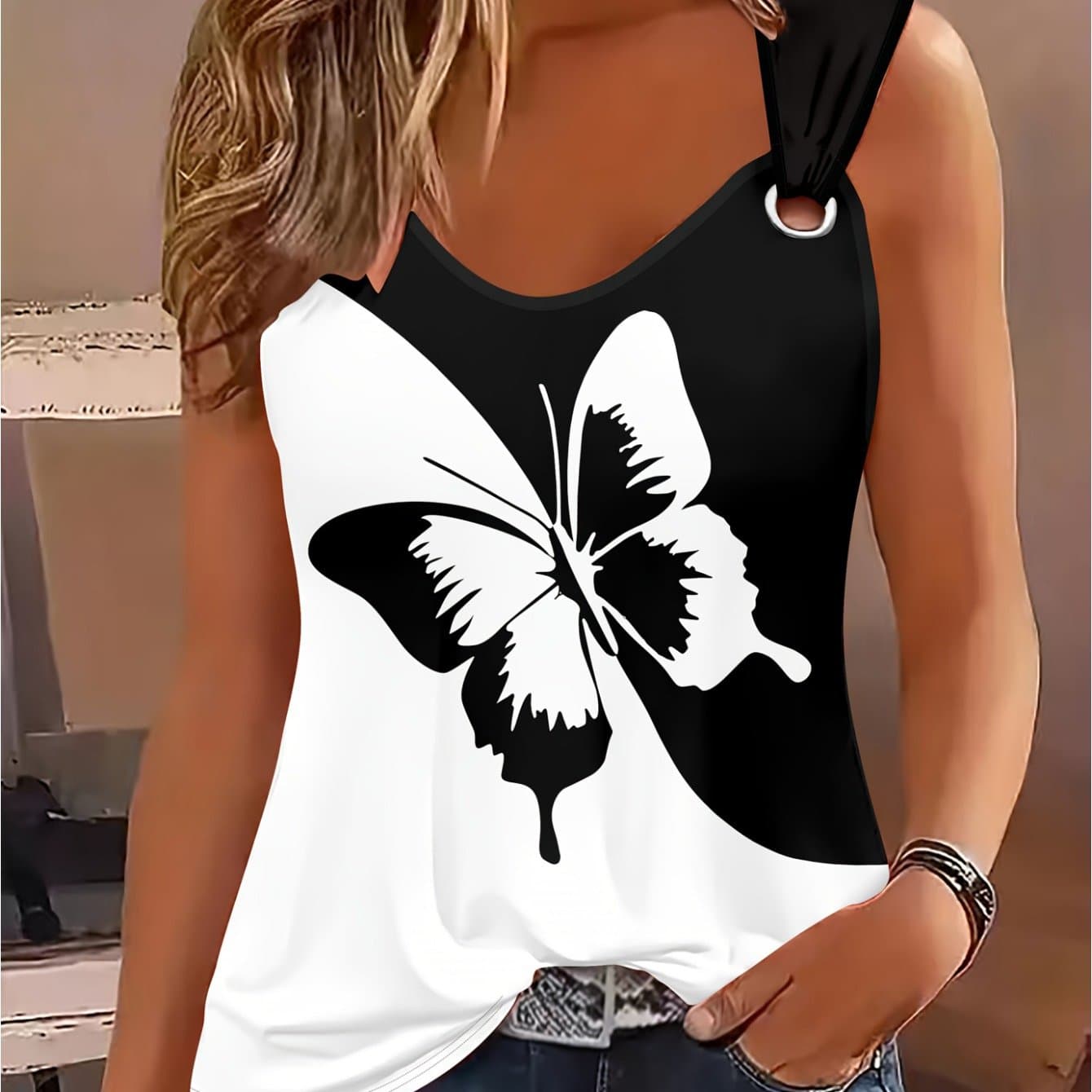 TEMU Women's Outdoor Casual Sports Pattern Ring Vest