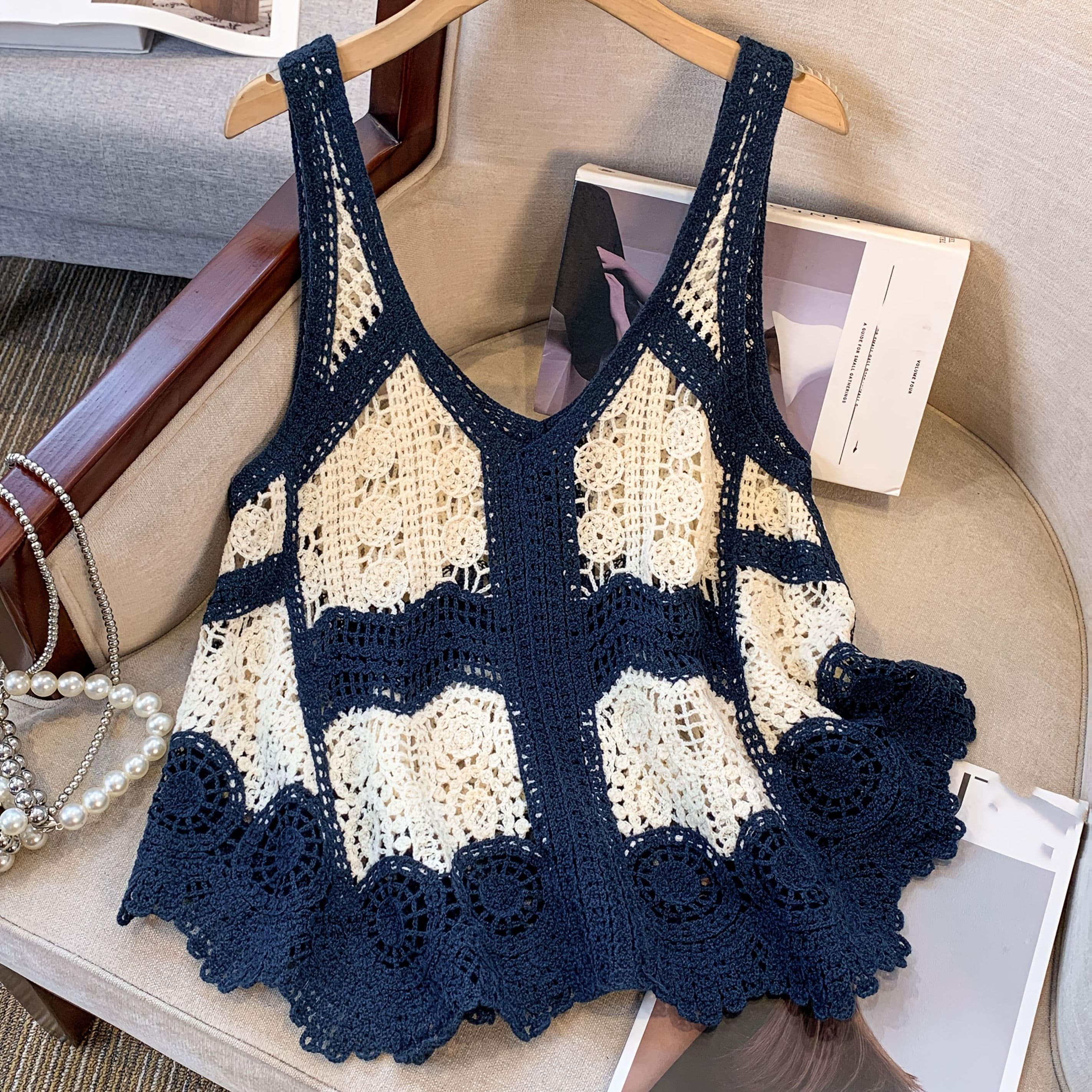 TEMU Bohemian Floral Cut-out Cover-up Women's Camisole Sleeveless Vest Top
