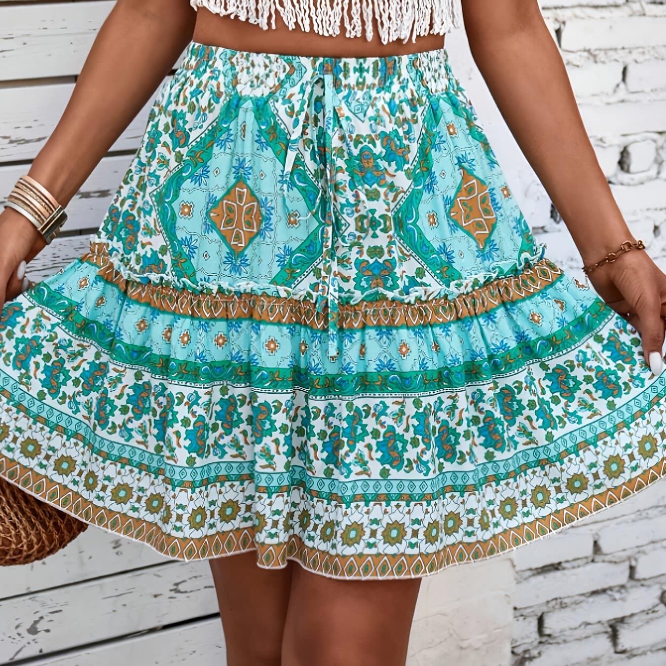 TEMU All- Front-tie Hem Half Skirt