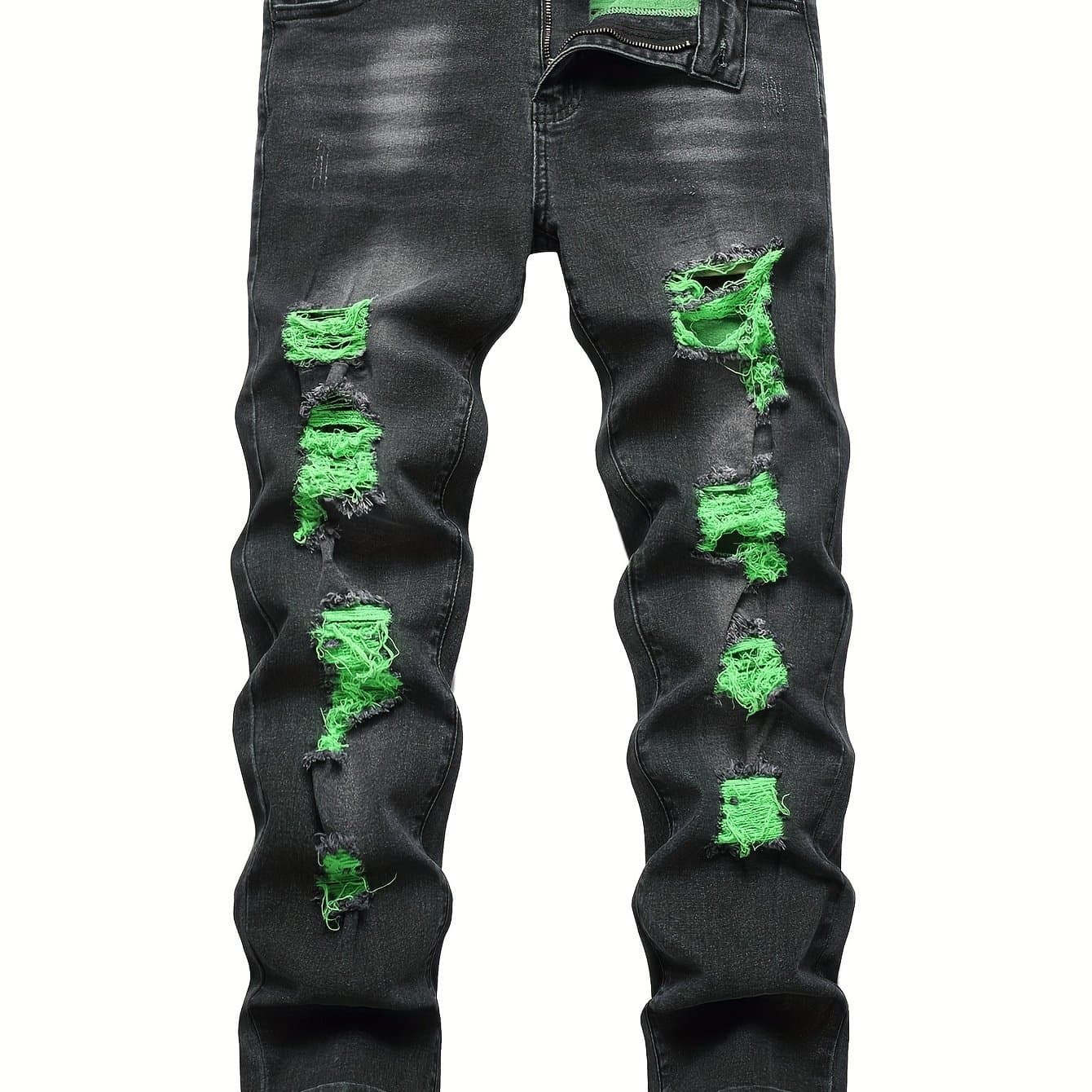 TEMU Men' Ripped Stretch Skinny Wild Jeans
