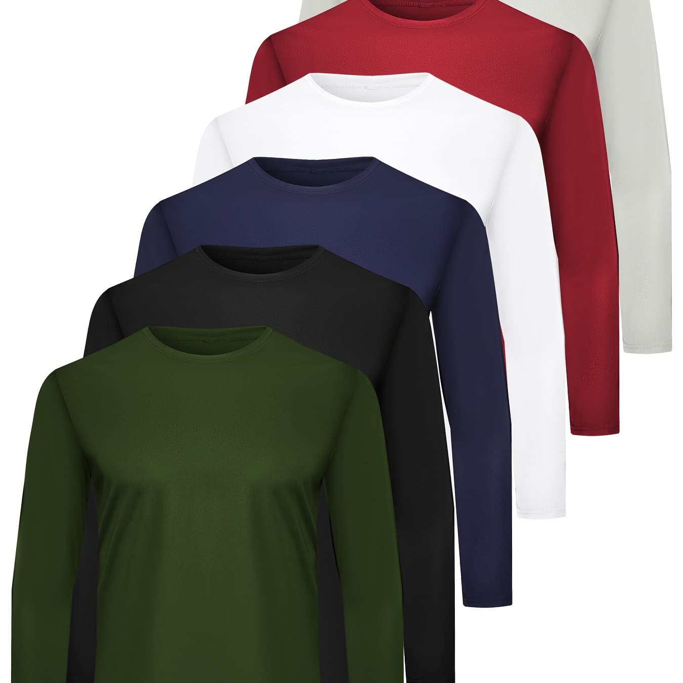TEMU 6pcs Men's Long Sleeved Casual T-shirt, Breathable And Quick Drying, Suitable For Fitness, Training, Sports, And Daily Wear, Etc