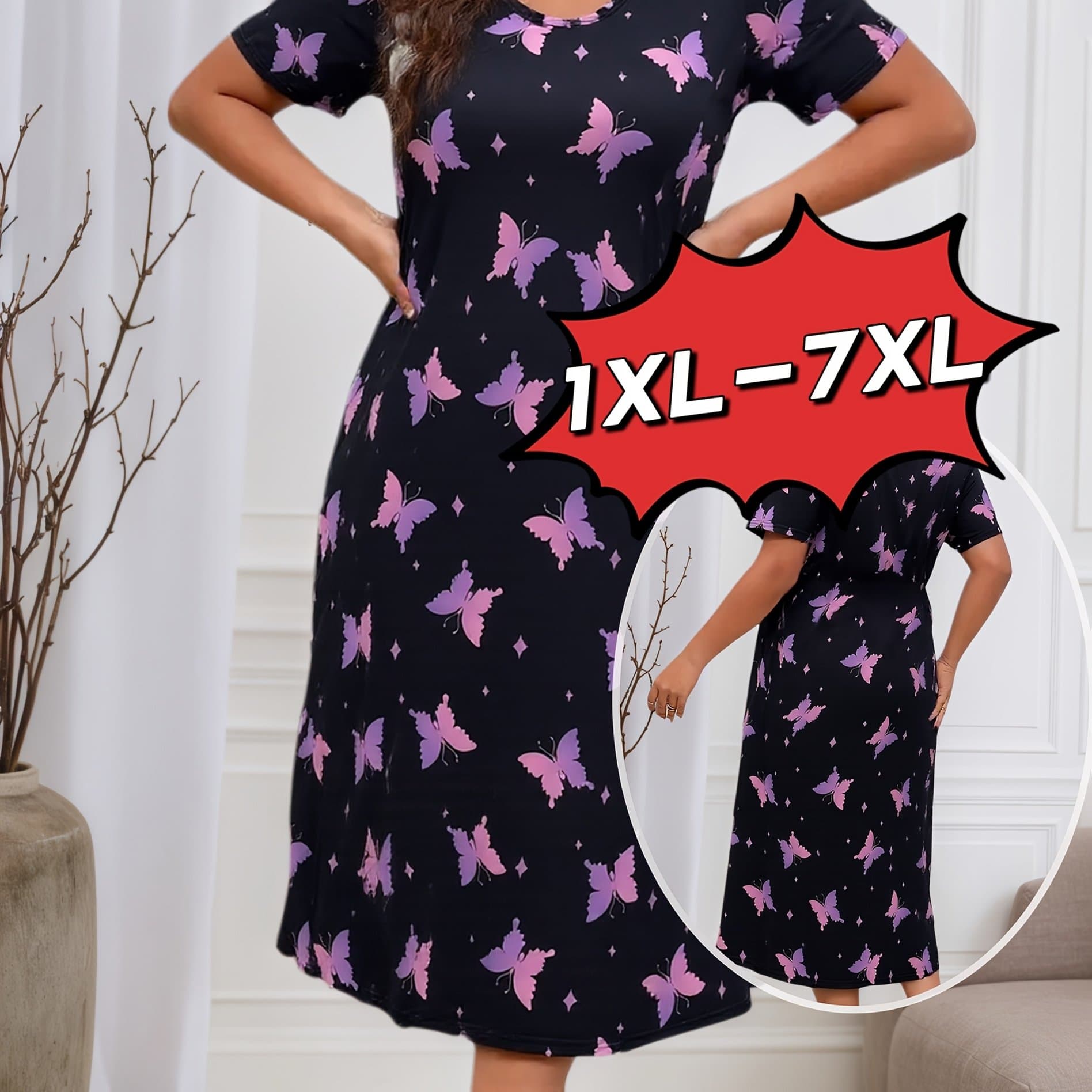 TEMU Casual Nightgown Featuring A , Perfect For Wearing Outside And Washed In A Machine