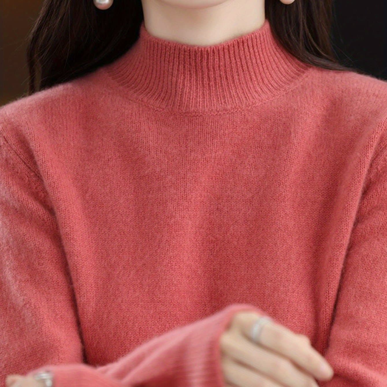 TEMU New Autumn And Winter Sweater Half Turtleneck Long Sleeve Loose And Slim Versatile Sweater Pullover Cardigan For Women