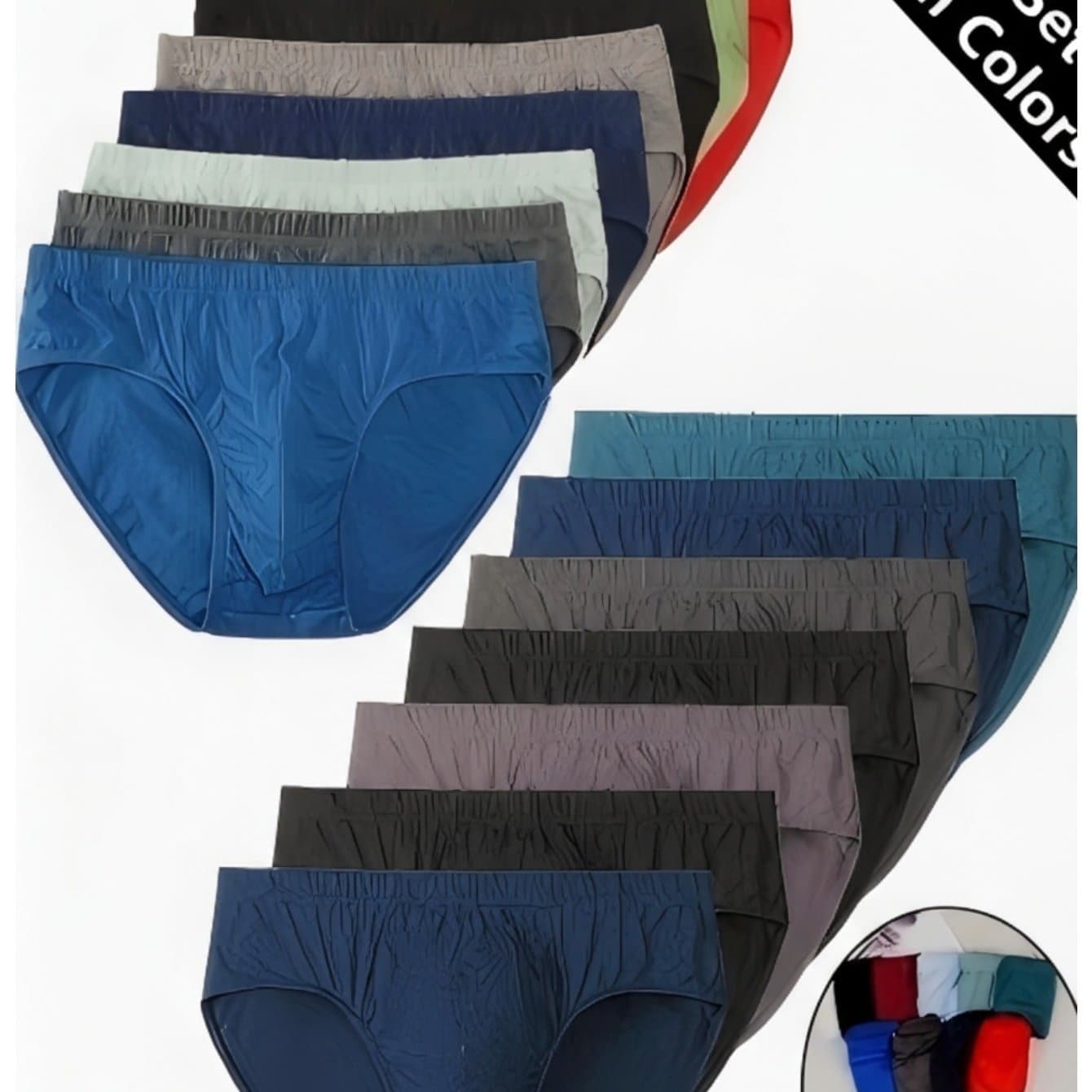 TEMU 10pcs Random Colors Men's Cotton Underwear Set - Breathable & Moisture-wicking Briefs, No Ride-up, Multipack Assorted Colors