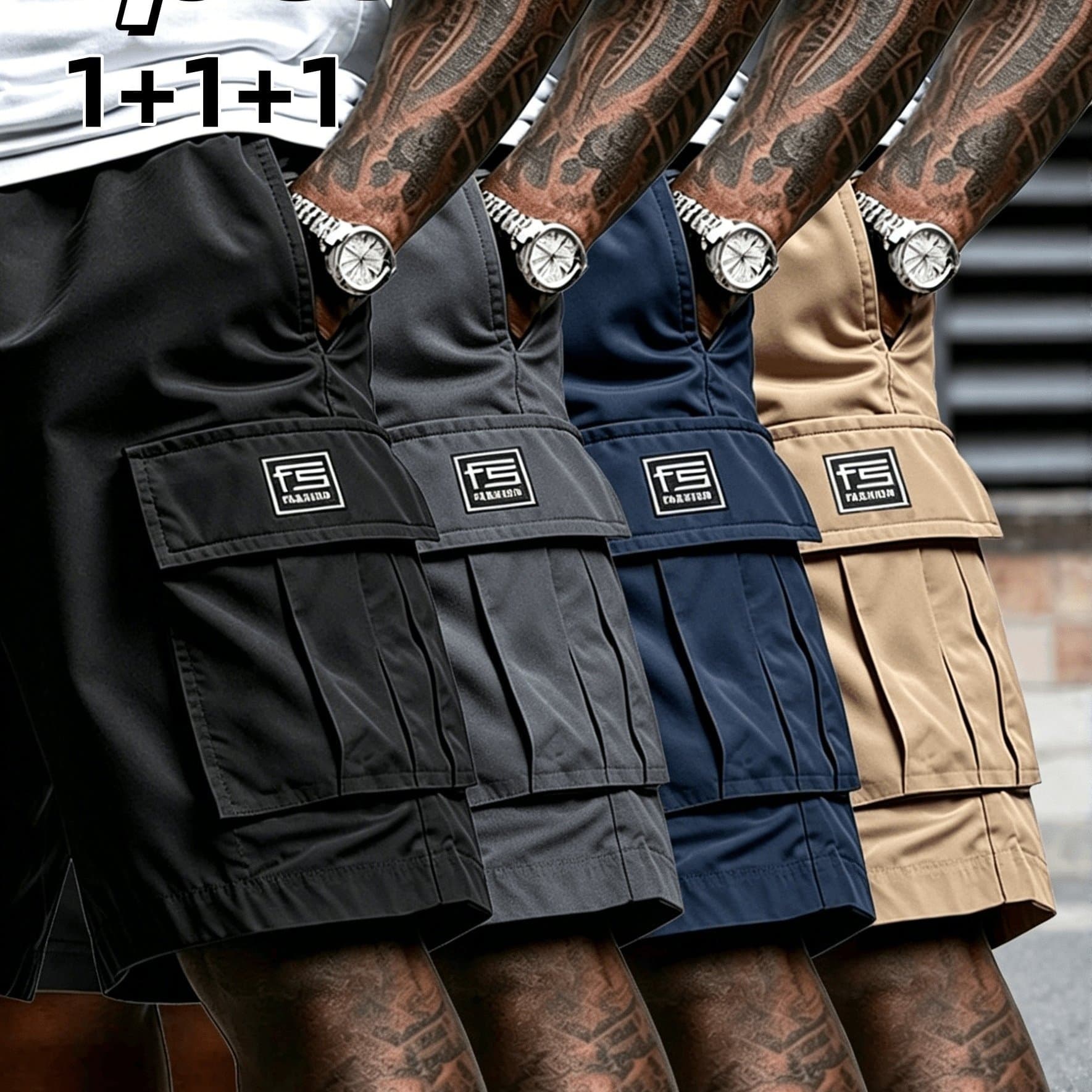 TEMU 4pcs Set Of Men's Work Shorts, New Summer Style, Three-dimensional Multi-pocket , Loose Versatile Casual Outdoor Work Shorts