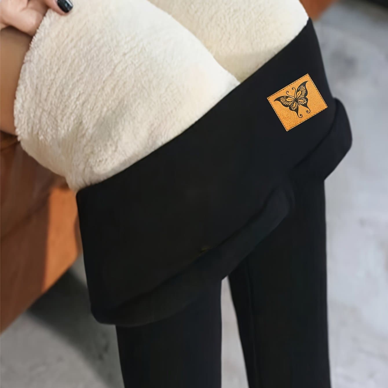 TEMU 1-pack Women's Thickened High-waisted Winter Leggings - Warm Yoga Pants With Pockets, Full-look Bottom For Gym, Workout & Casual Wear - Solid Color Tight Thermal Trousers (machine Washable)