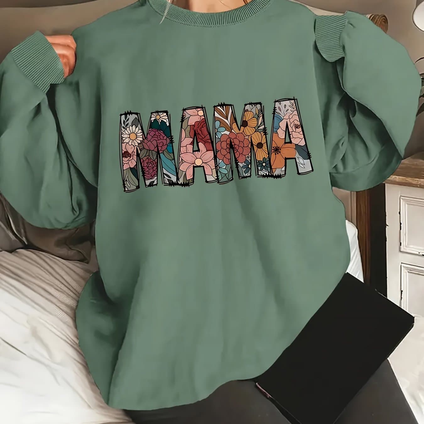 TEMU Letter Print Sweatshirt, Crew Neck Casual Sweatshirt For Fall And Spring, Women's Clothing