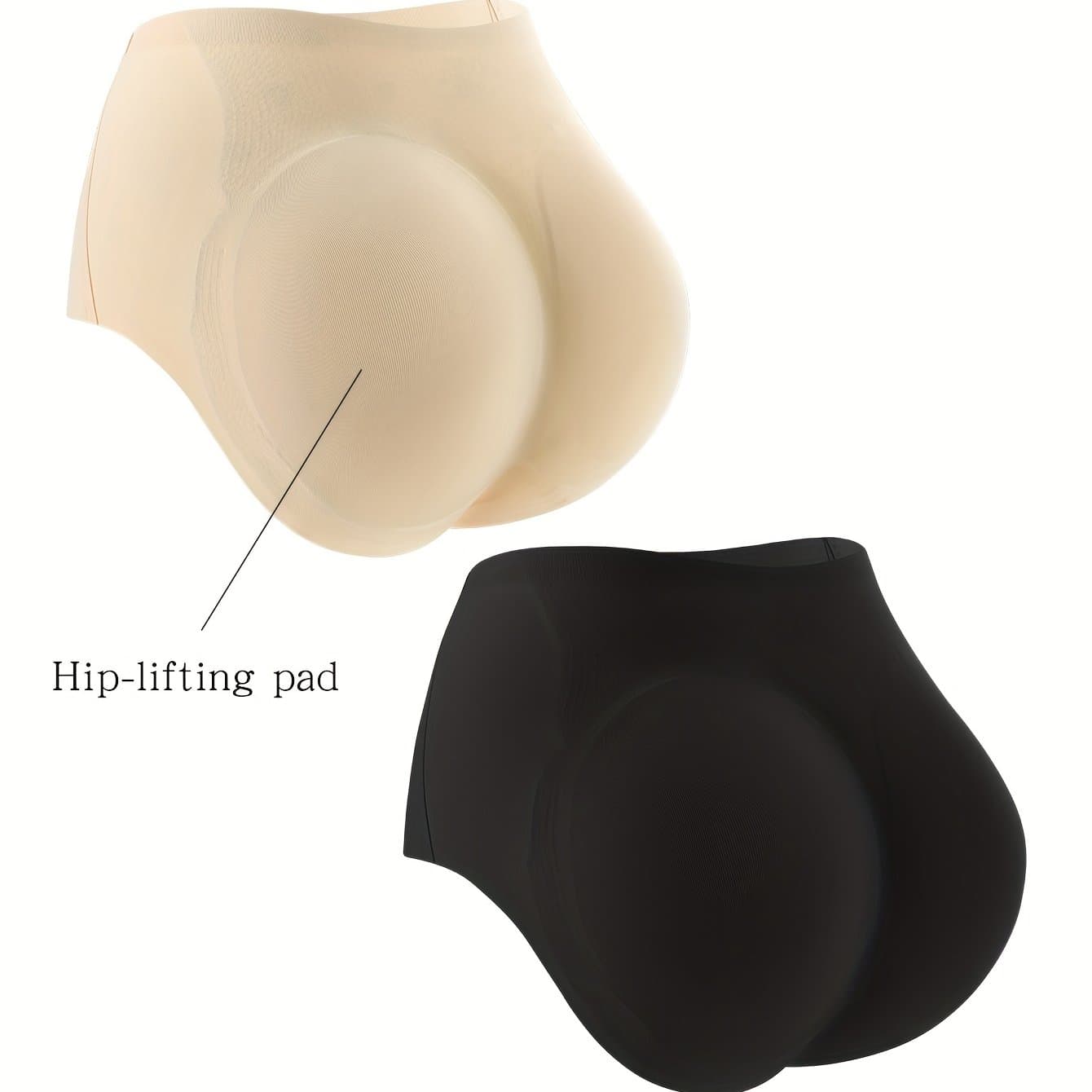 TEMU 2pcs! Women's Butt-lifting Underwear, Seamless Solid Color Fake Butt Briefs To Enlarge , Tapered, Traceless, Light And Breathable Shorts