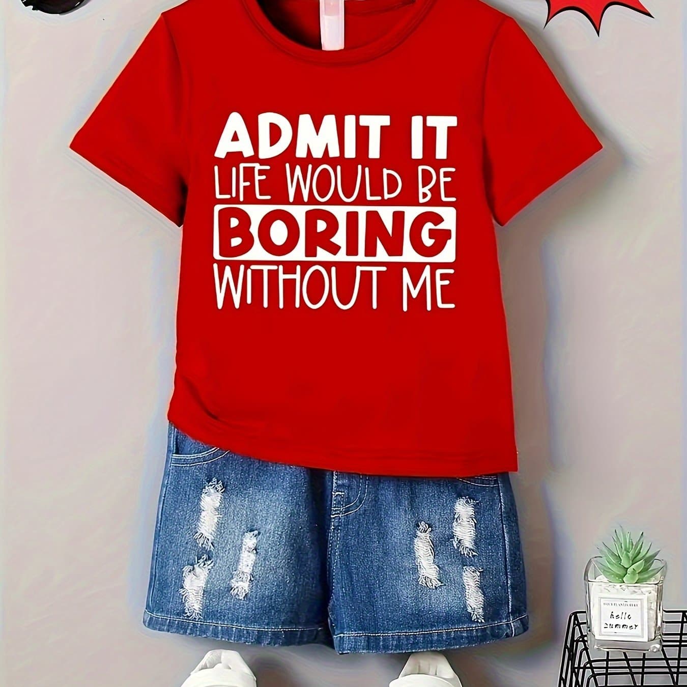 TEMU Would Beboring Without Me Print 100% T-shirt
