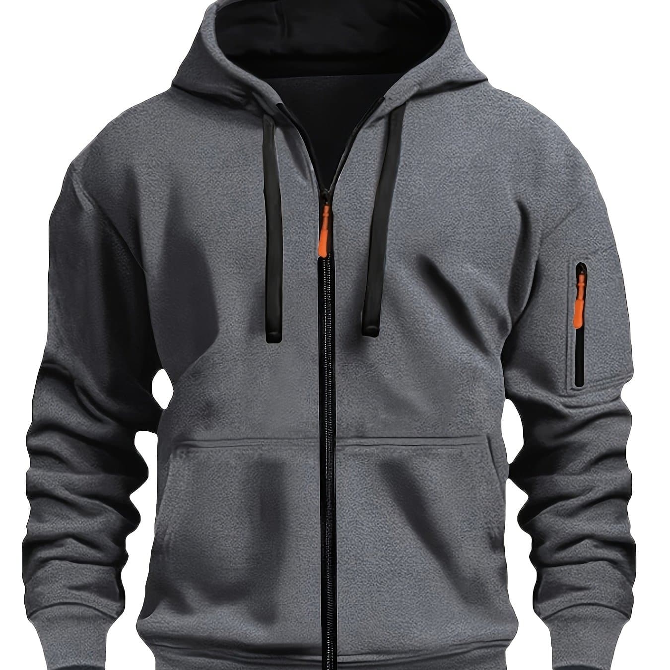 TEMU ( Obm) European And Casual Autumn/winter Zip-up Long Sleeve Unisex Sweatshirt For Running, Training, Outdoor , And Fitness Jacket