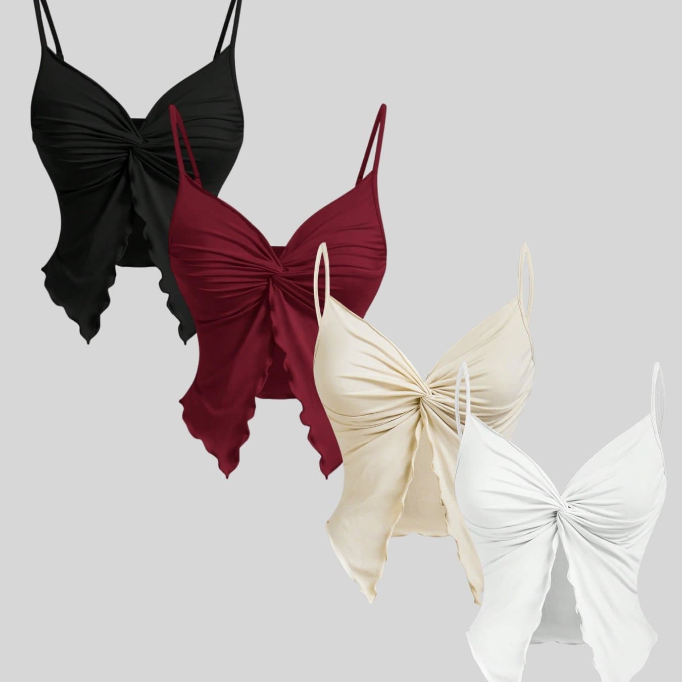 TEMU New Simple Twisted Design Solid Color Women's Camisole 4pcs Set