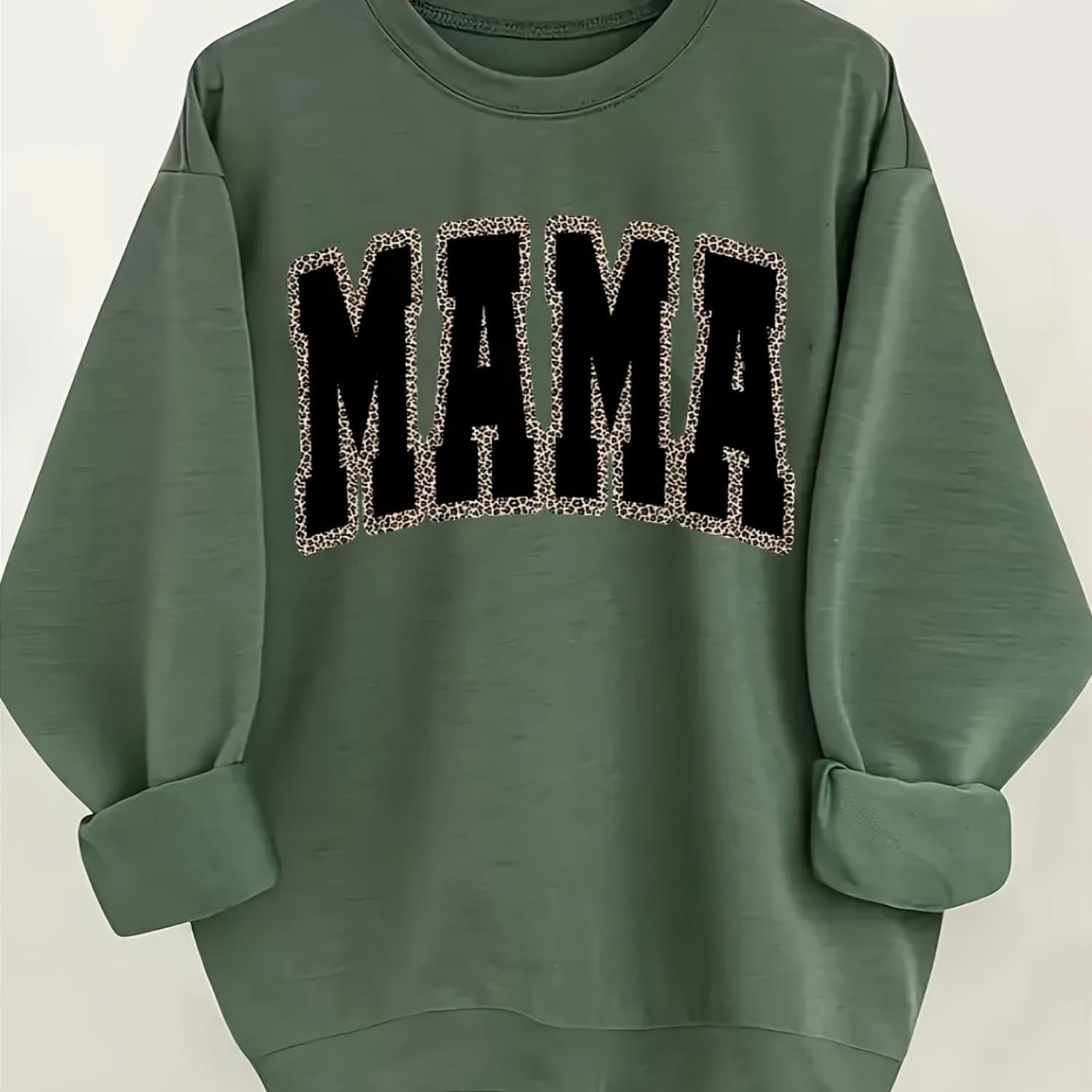 TEMU English Letters Print Round Neck Casual Daily Loose Comfortable Pullover Sweater Women's Clothing For Autumn And Winter