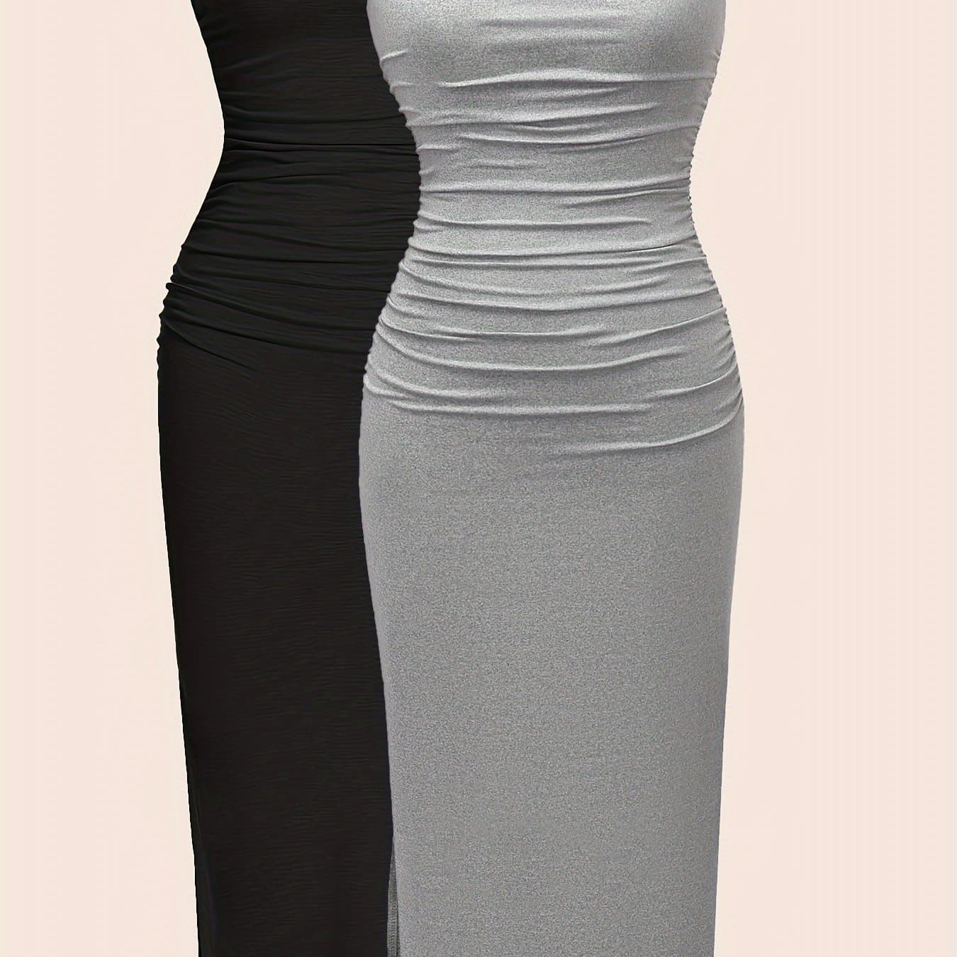 TEMU Targeted 3.3 Tube Top Dress Women's Summer Tight Waist Pure Desire Slim Fit Hip Wrap Over-the-knee Skirt Dress Two-piece Set