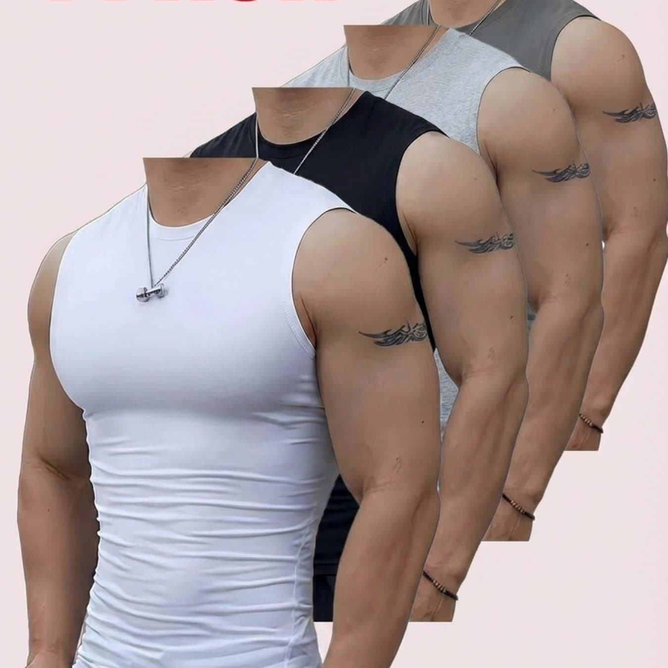 TEMU 4pcs Set Of Men's Body Shaping Gym Sports Vests - Breathable, Moisture-wicking Sleeveless Vests For Gym, Running, And Training, Tight-fitting Quick-dry Tops