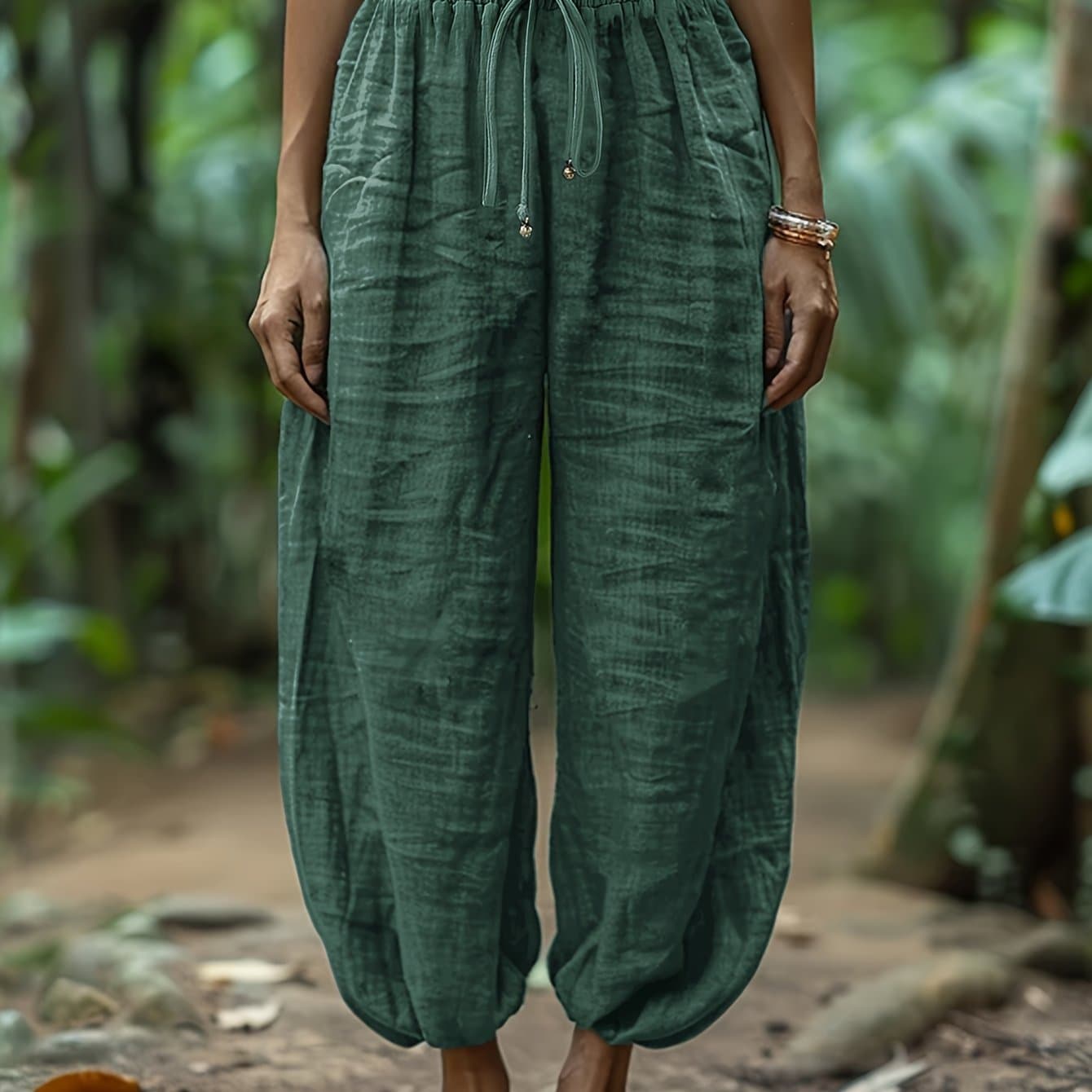 TEMU Solid Color Loose Comfortable Easy Lantern Pants