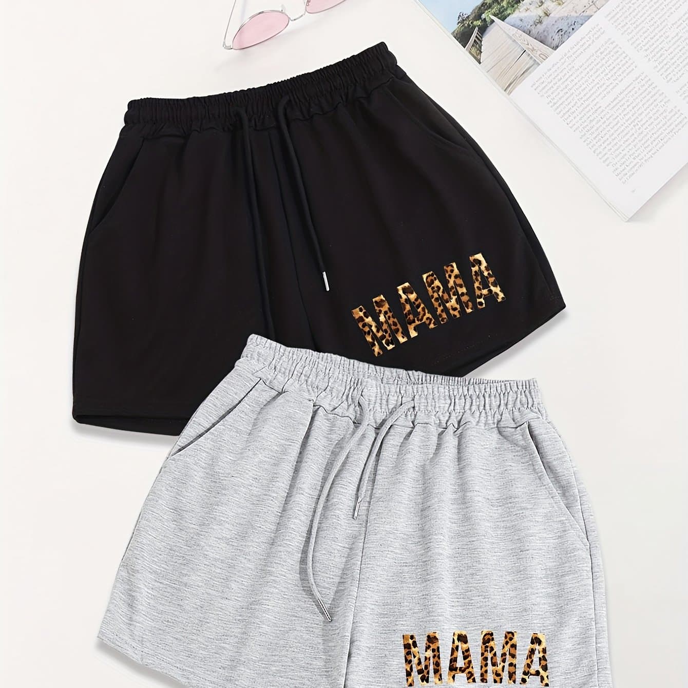 TEMU 2pcs Letter Print Drawstring Shorts, Casual Shorts, Women's Clothing