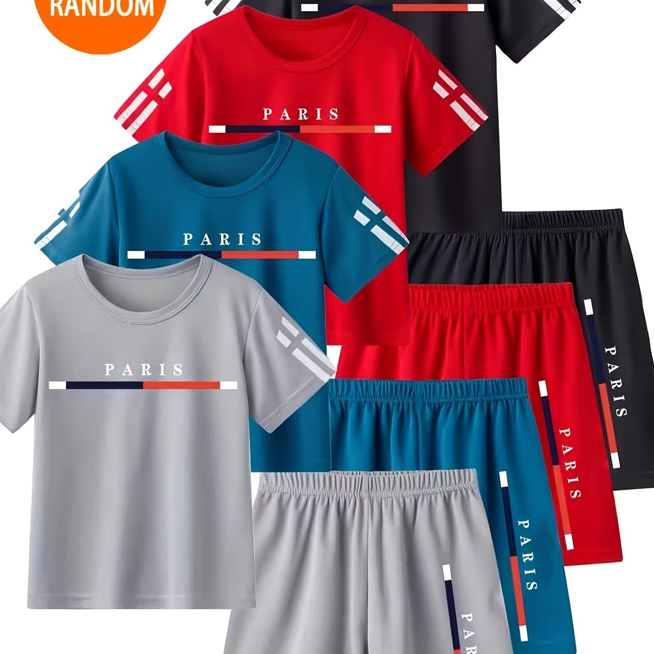 TEMU Random Delivery (1 Set), Boys' Fashion Casual Pullover Summer Boys' Fashion Shorts T-shirt, Boys' Outdoor T-shirt Shorts Suit Cute Short-sleeved T-shirt Shorts Casual Suit, For Outdoor