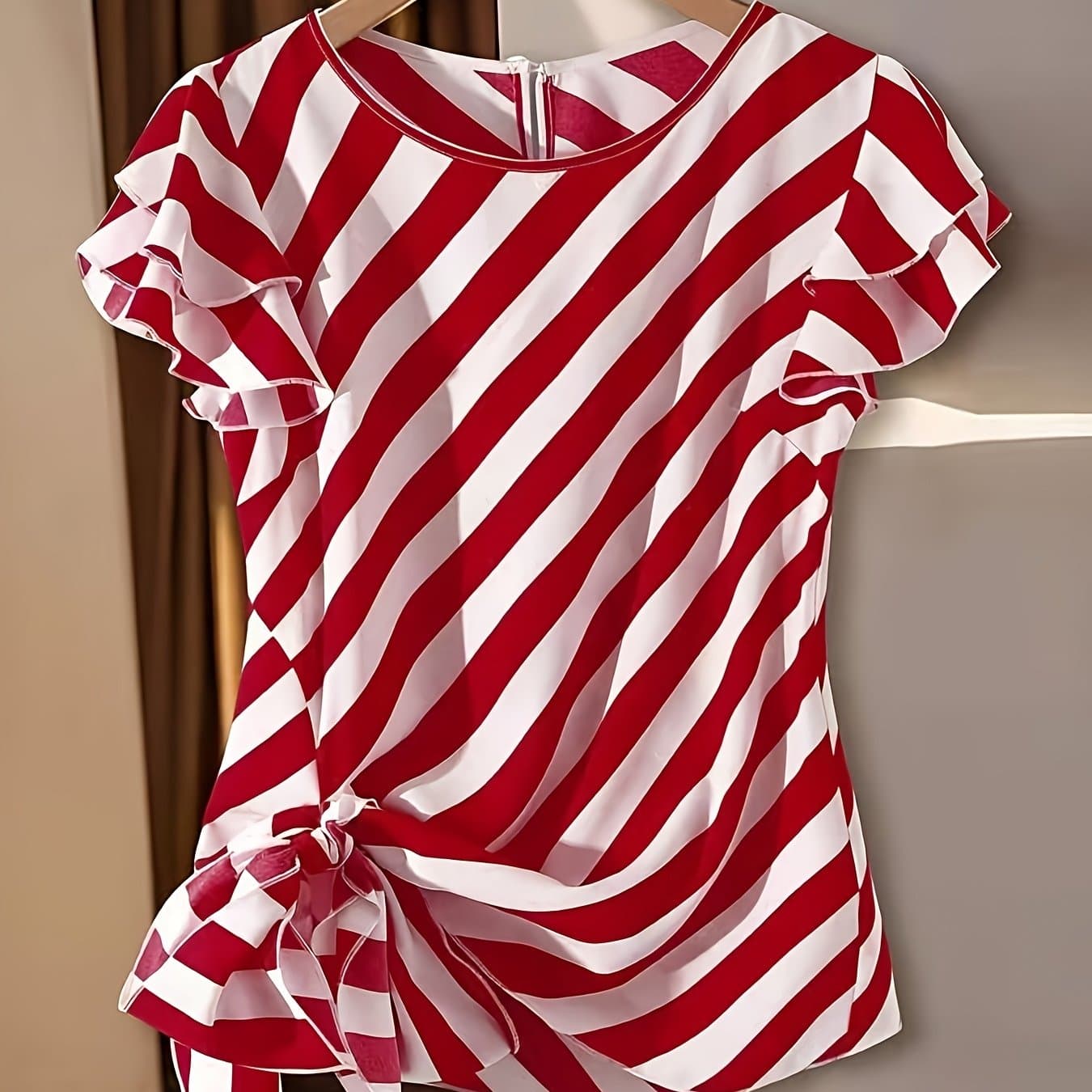 TEMU Women's Spring/summer Elegant Striped Contrast Vacation Shirt