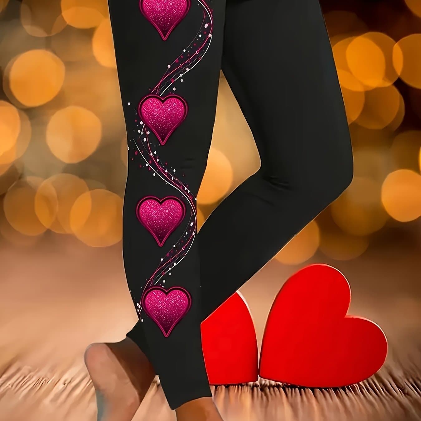 TEMU Women's Leggings, Valentine's Day Print Tights
