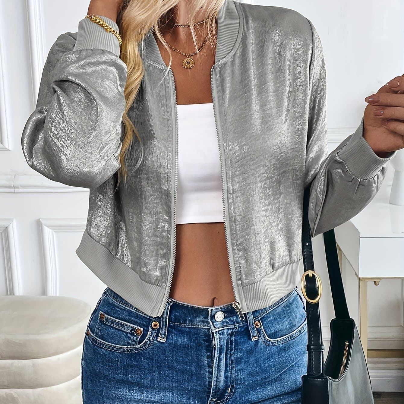 TEMU Tang 2025 Spring And Autumn Distressed Jacket Baseball Top Retro Short Coat Women
