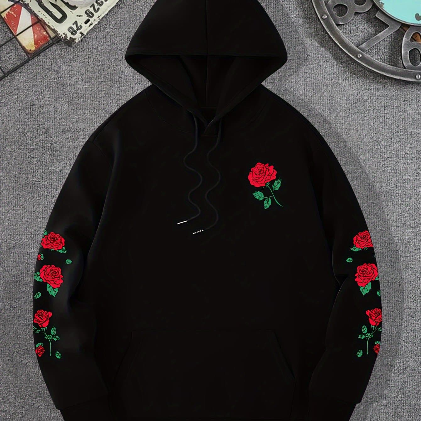 TEMU New Winter Casual Men's Loose -lined Warm Hooded Sweatshirt