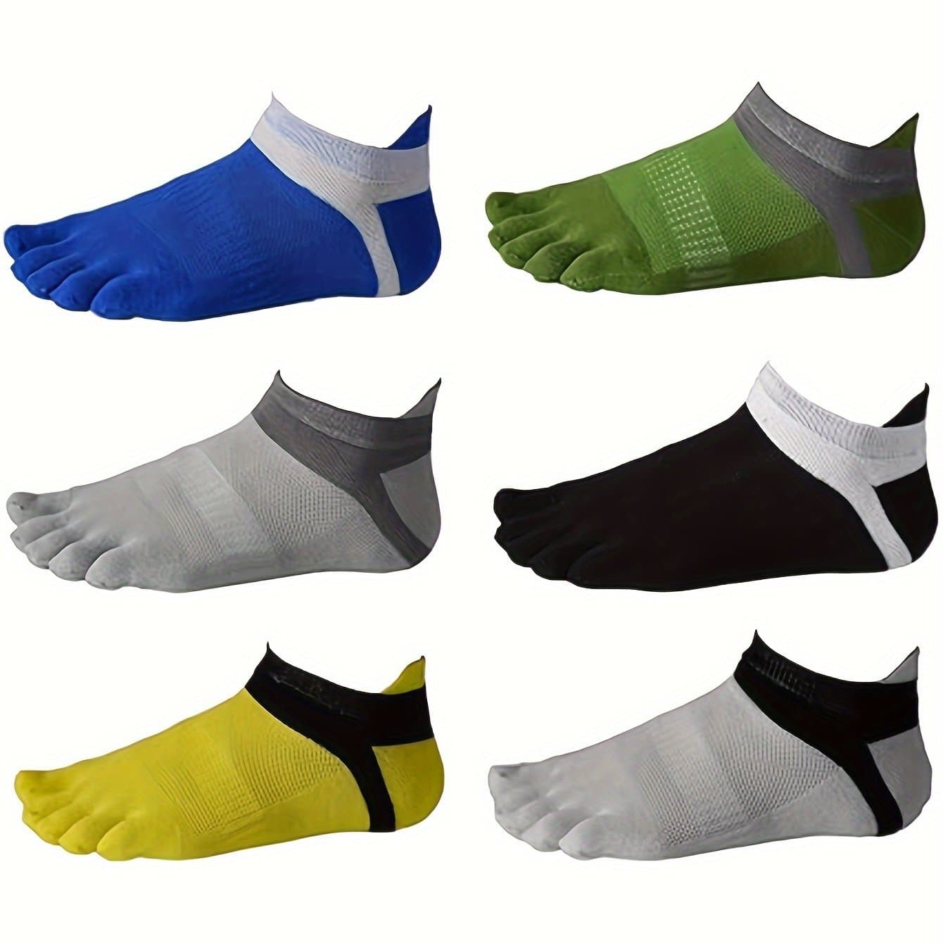 TEMU 6 Pairs Of 5 Finger Socks Sport Split Toe Socks, Breathable Mesh, Solid Colour Footwear, Suitable For Spring, Summer, Autumn