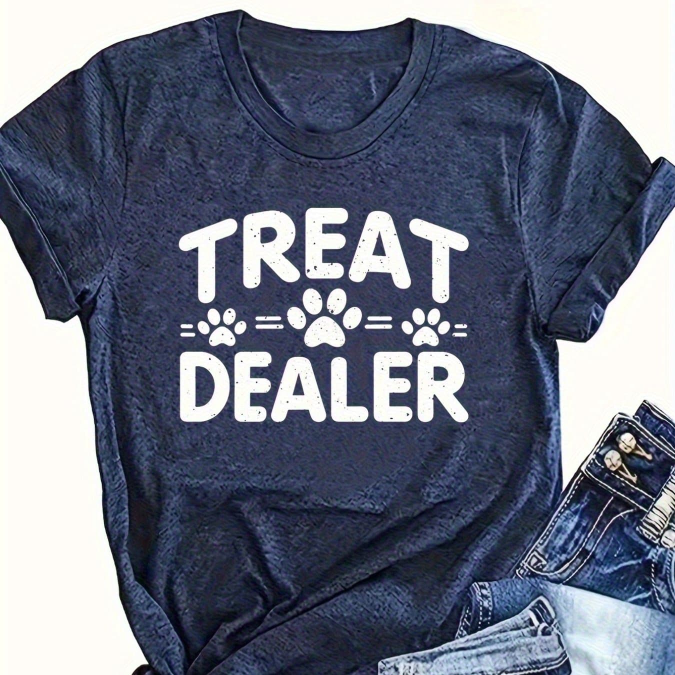 TEMU Women's Casual Round Neck Letter Printed T-shirt, Soft And Breathable, Versatile For Daily Use, Good , Suitable For All