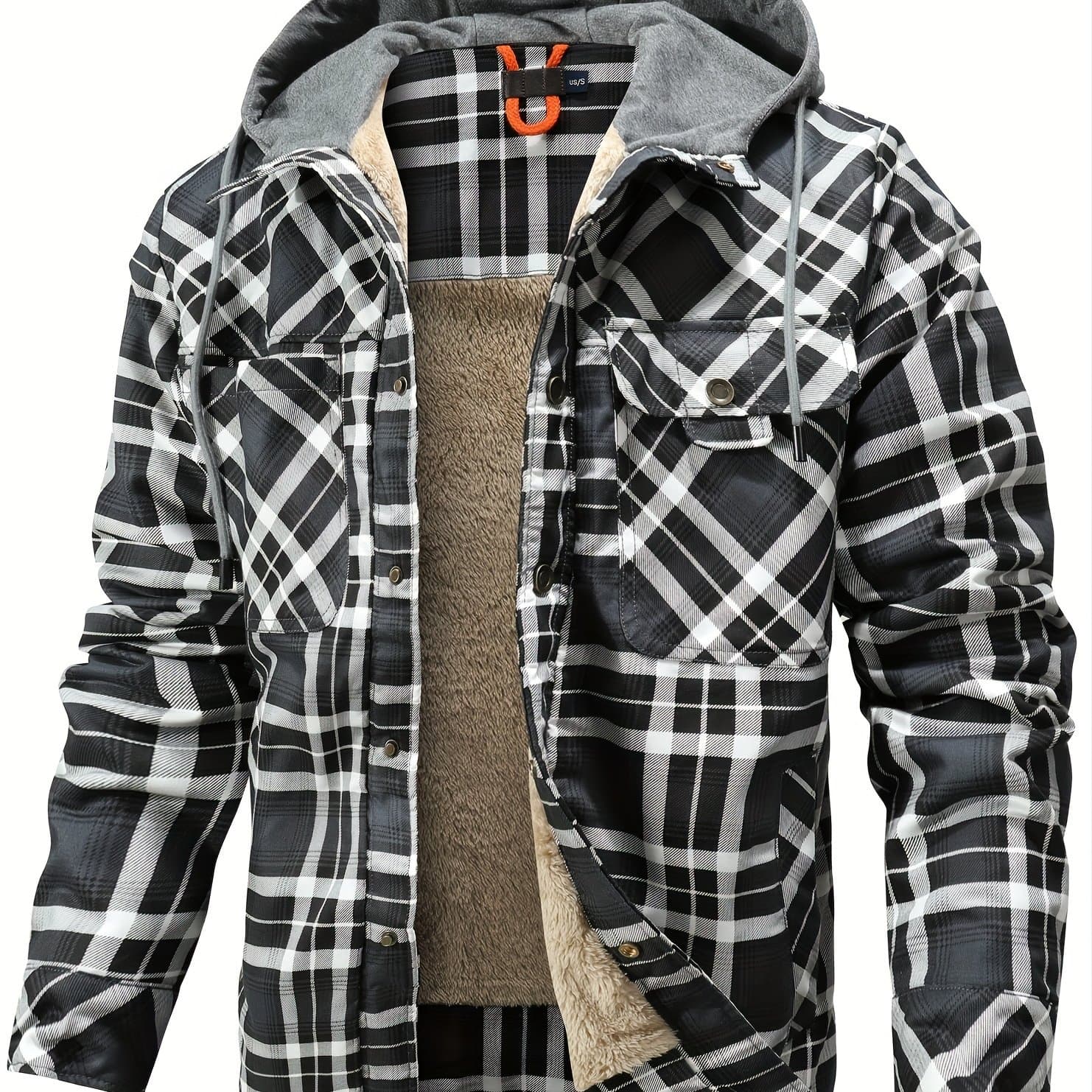 TEMU Men's Flannel Button Shirt Jacket Hooded