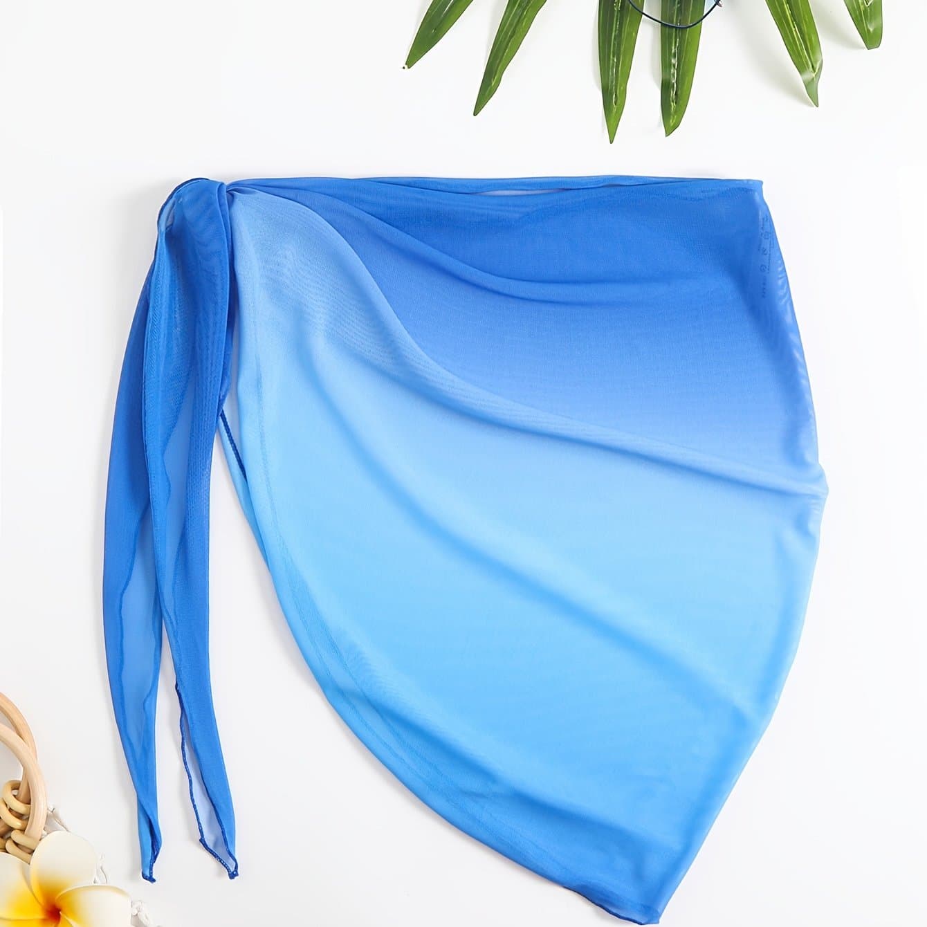 TEMU European And American Gradient Sheer Mesh Wrap Skirt With Tie For Beach Cover-up