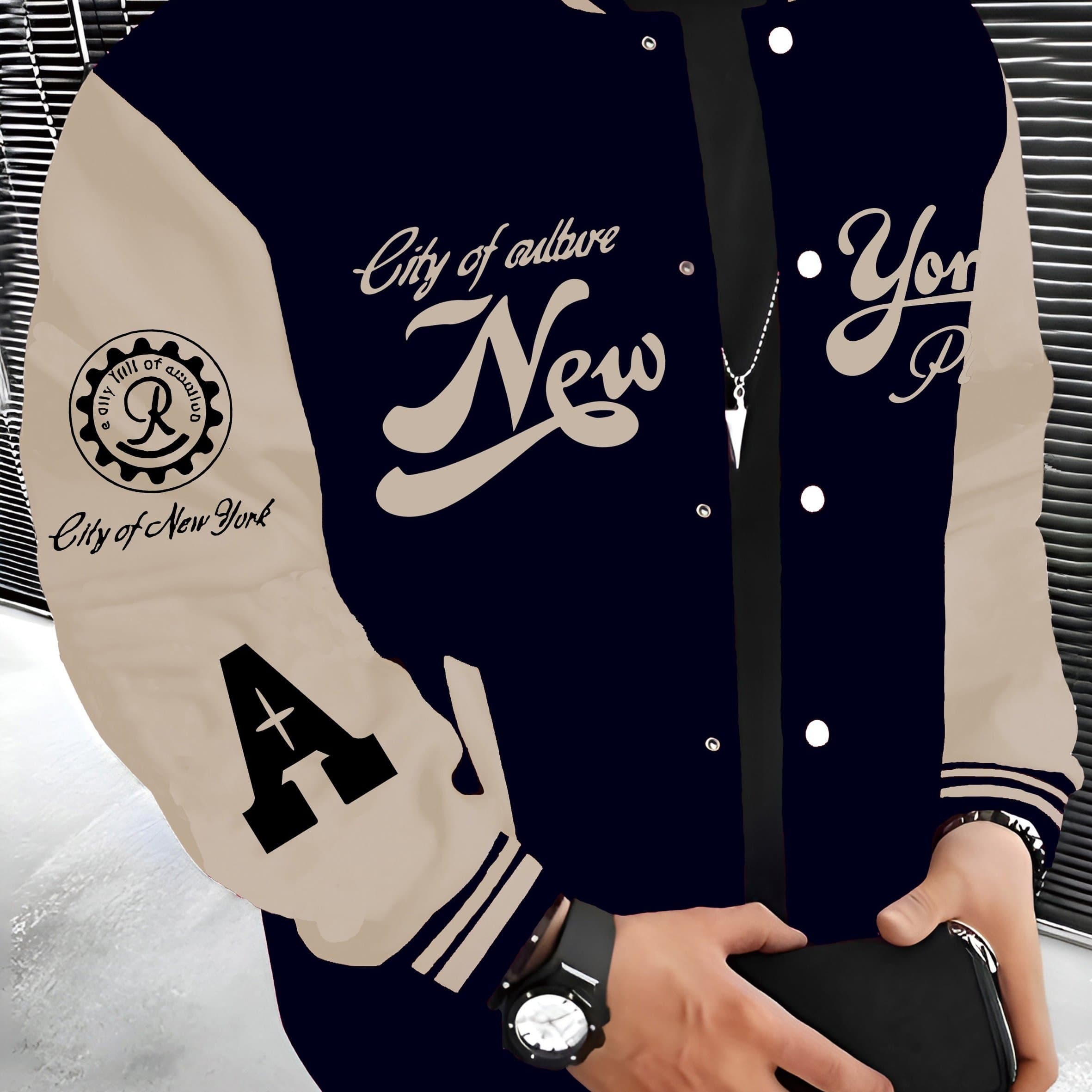 TEMU Brand I Name New English Name Series Baseball Jersey Men's Jersey Lightweight Warm Men's Jacket Thickened Men's Jacket Lovely Top Hip-hop Rock Clothing