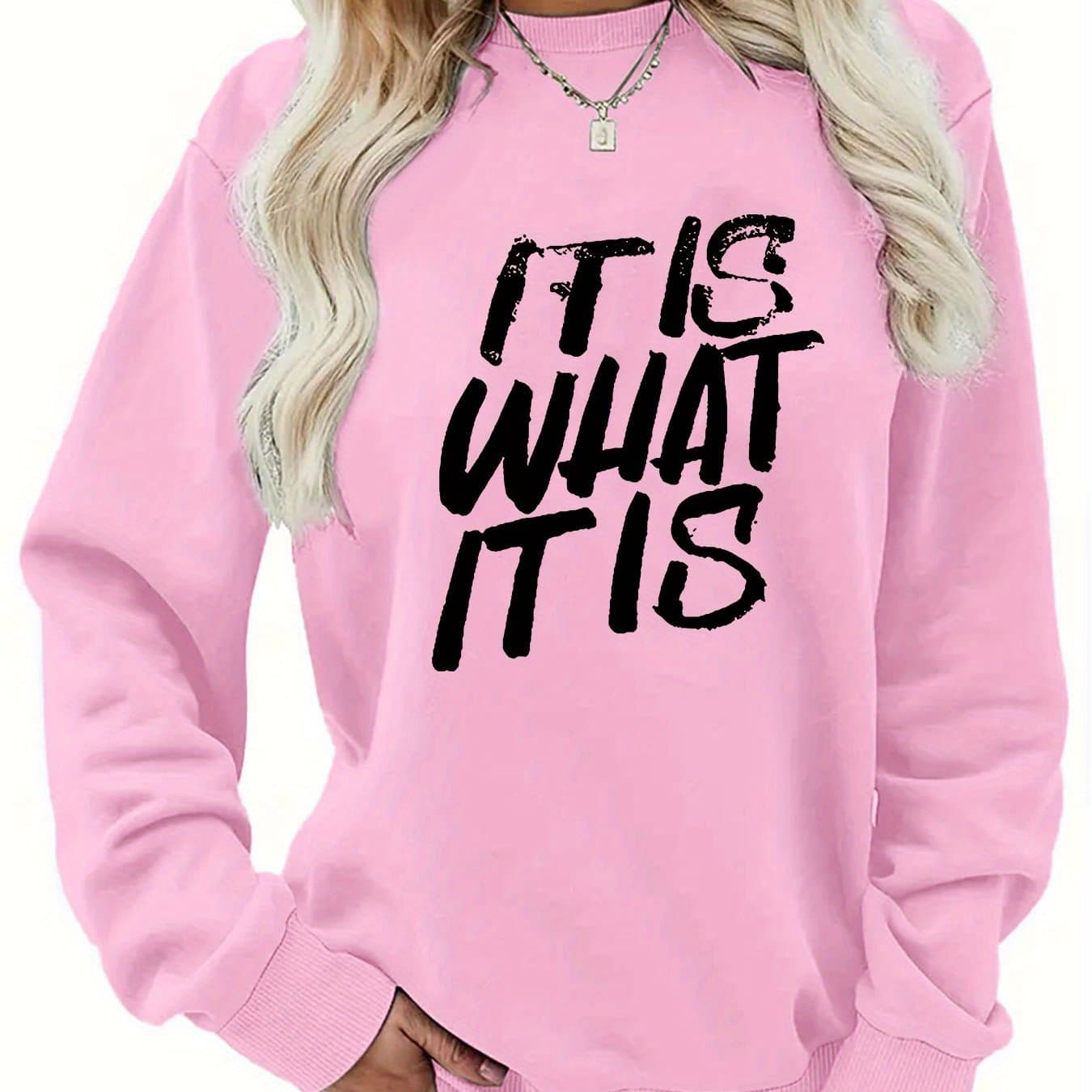 TEMU Classic Letter Print With A Vintage Design, Women's Casual Sweatshirt For Autumn And Winter, Trendy Women's Clothing