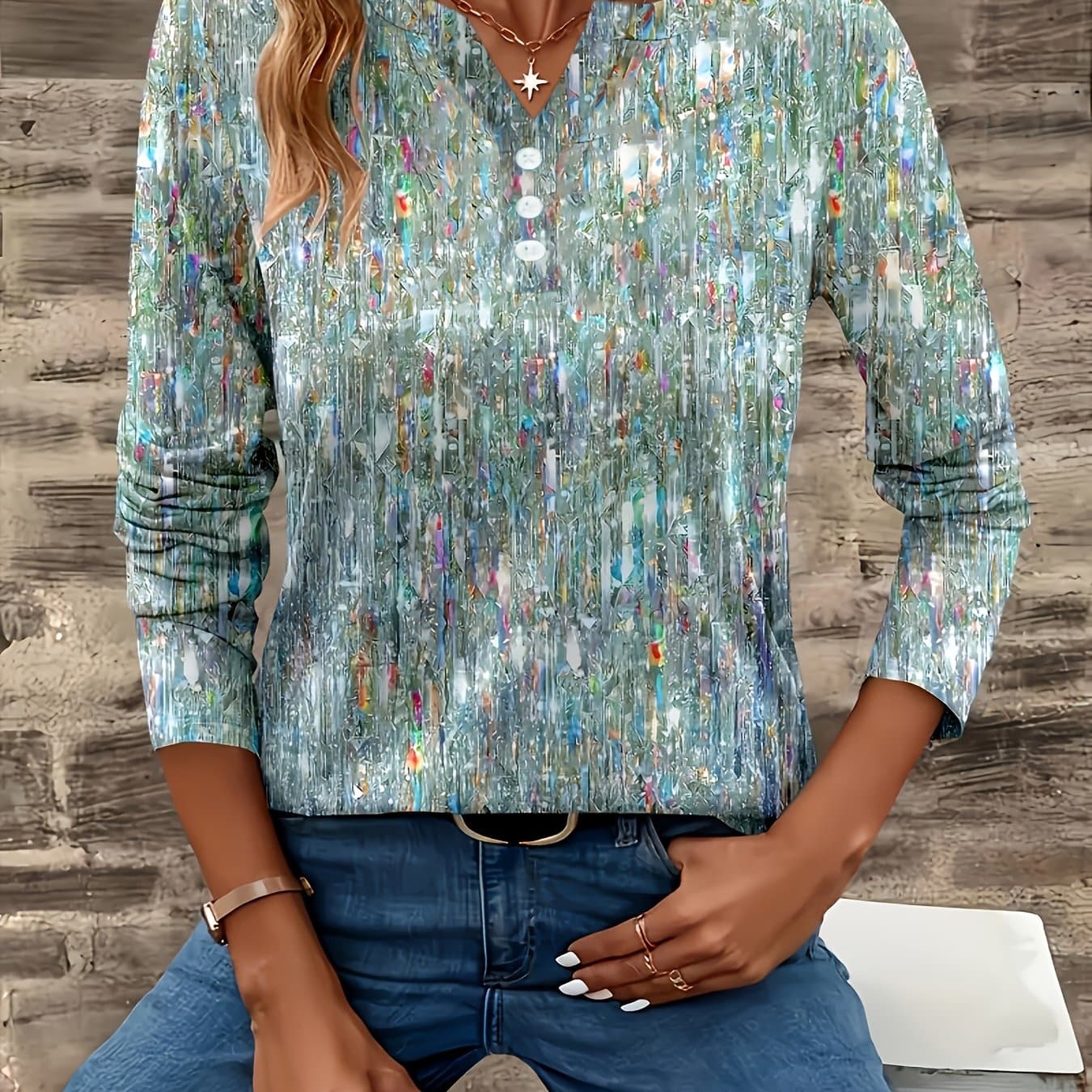 TEMU New Individual Casual ' Printed Outerwear Long Sleeve T-shirt