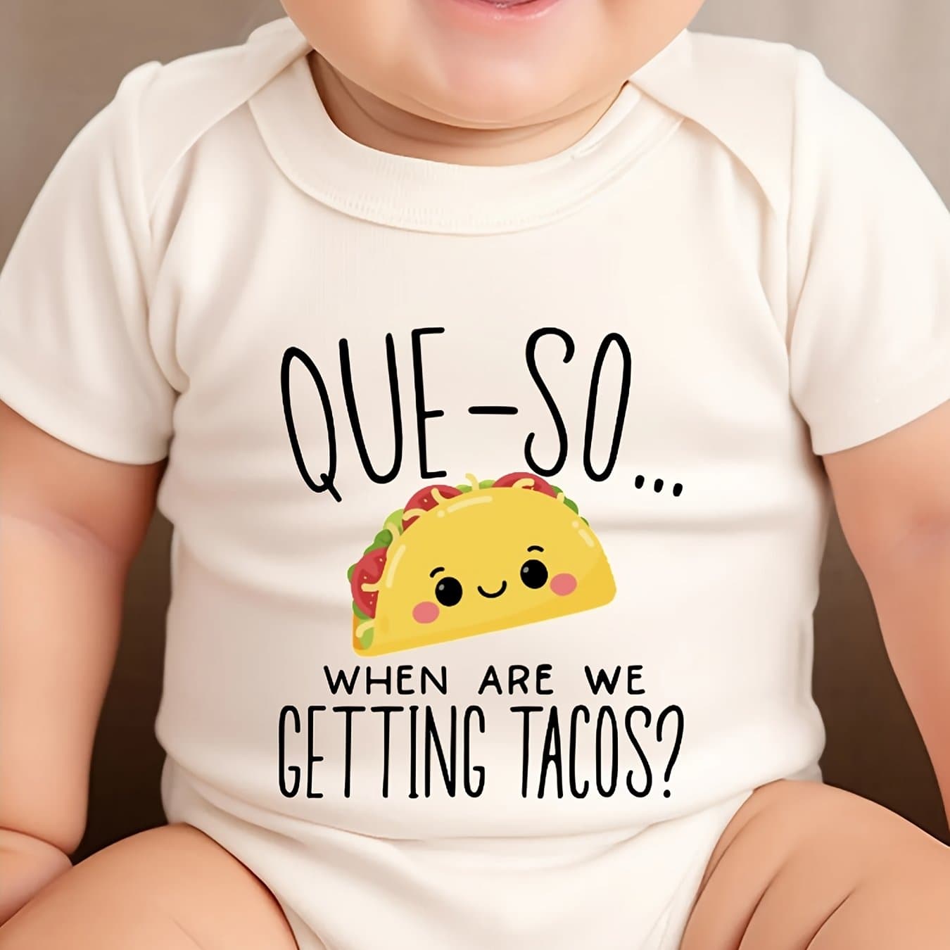 TEMU When Will We Have Tacos? Casual And Comfy Short-sleeve Romper For Baby Boys, Featuring A Humorous Design, Made From 100%, -patterned Jumpsuit, For Outdoor