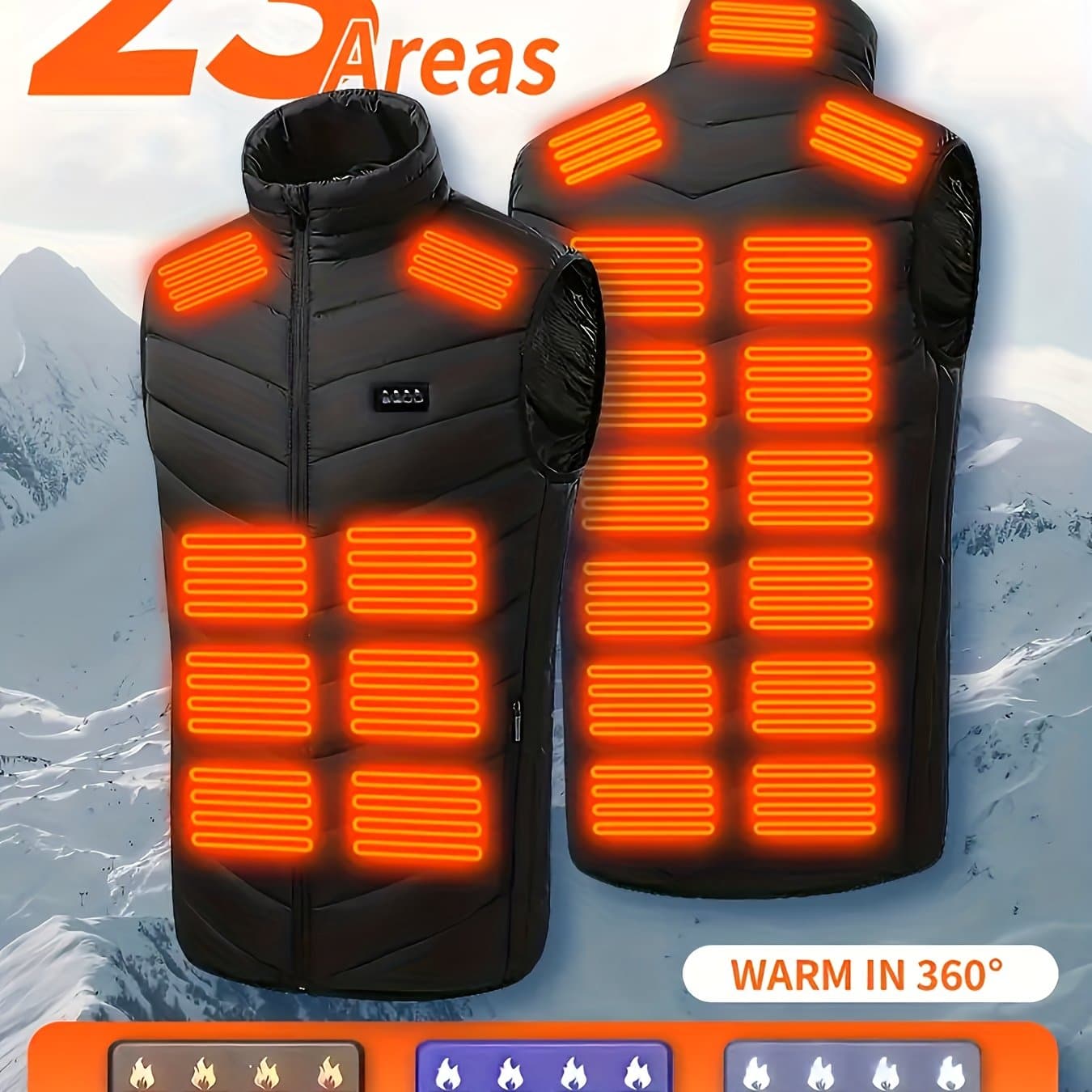 TEMU Men's Heated Vest, Couple Model, 23-zone Heating, Lightweight Warm Jacket, Suitable For Camping, Daily Commuting, The For Extremely Cold Weather, Casual Fashion