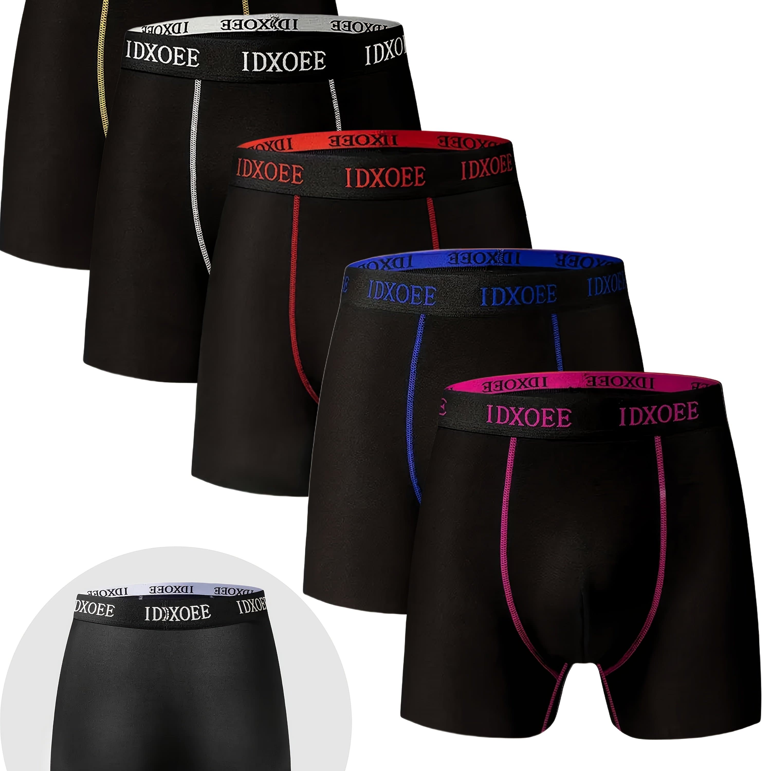 TEMU 5pcs Men's Comfortable Underwear Slim Shaping Long Boxer Briefs - Breathable, Quick-dry, Flat Corner, Wear-resistant, Stretchy Swim Trunks For All