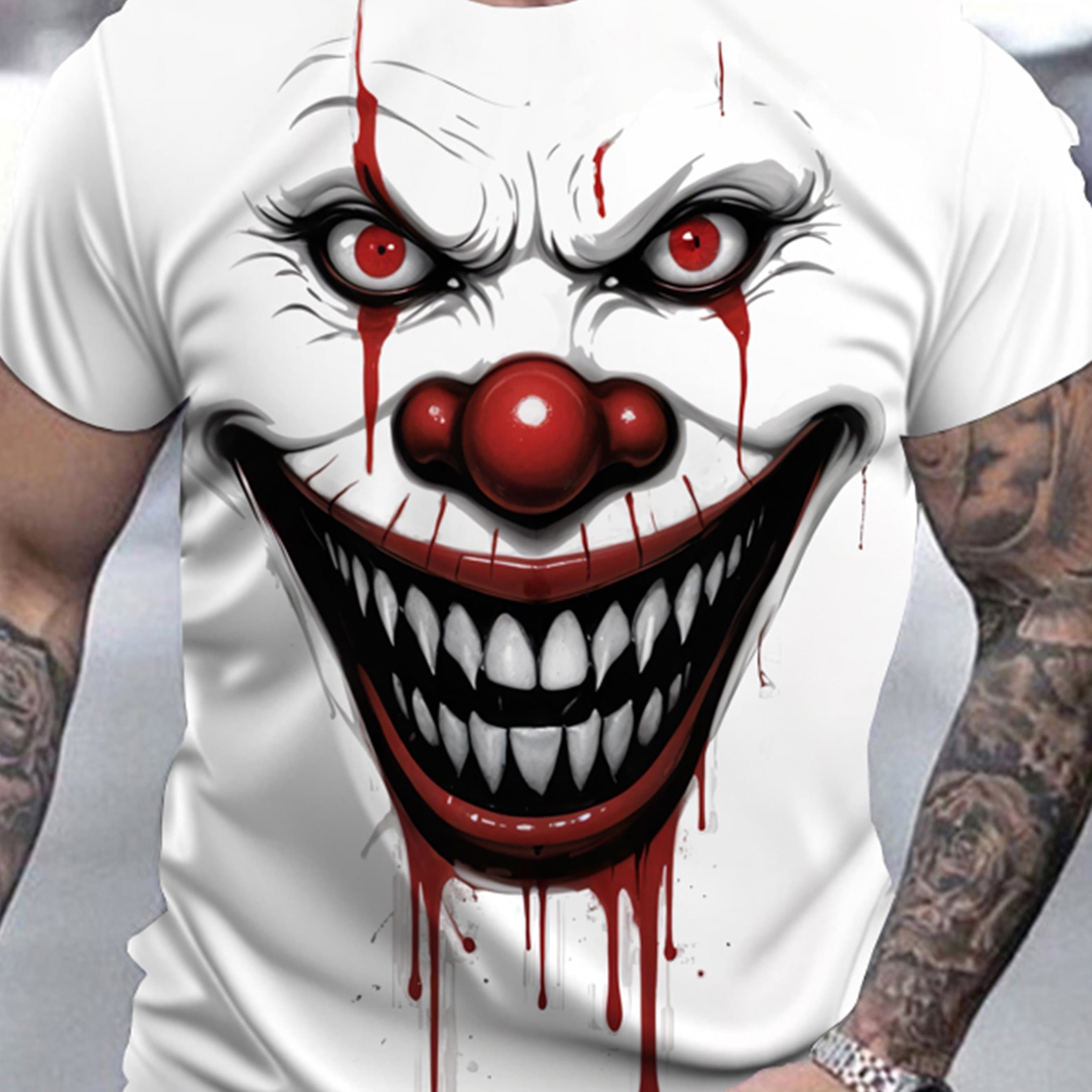 TEMU Men's Halloween T-shirt Made From 100%, Featuring Neck And Short Sleeves. It Has A Bit Of Stretch, A Sporty Look, And A Relaxed Fit, With 3d Digital Prints, Perfect For Summer Wear