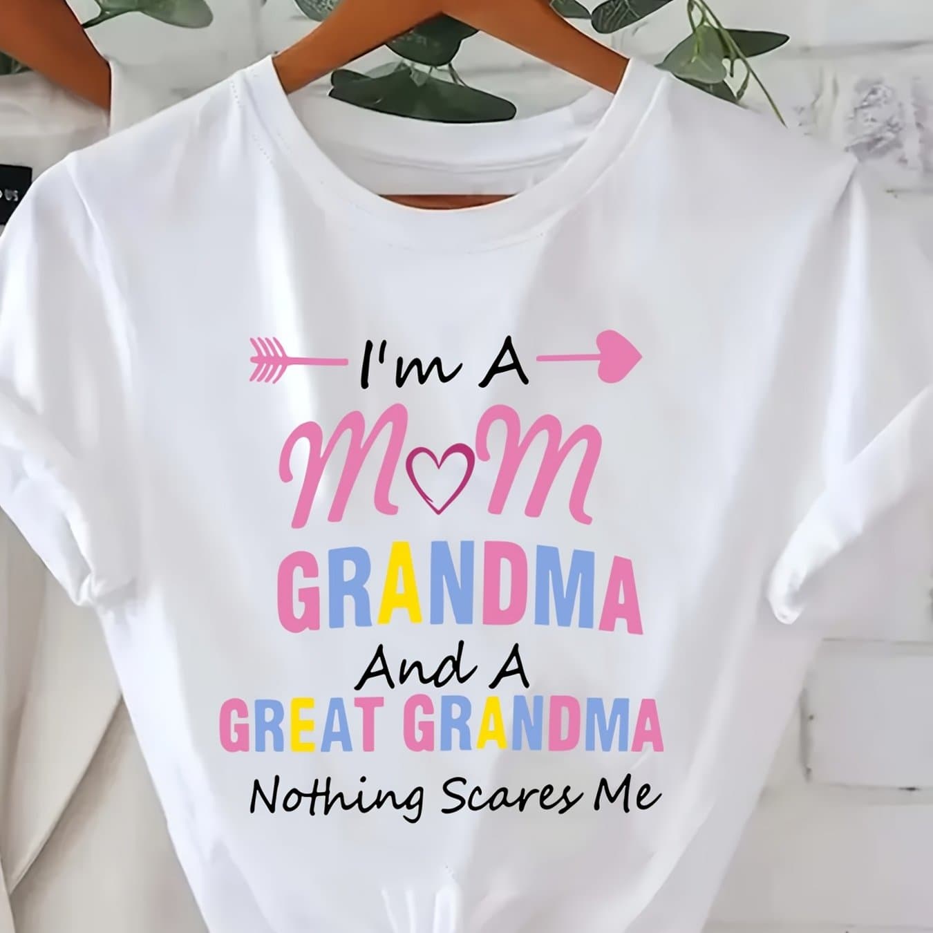 TEMU Women's Casual Crew Neck T-shirt, Fabric, Slightly Stretchy, Short-sleeved Graphic Print Top, Suitable For All , Featuring The Design "i Am A Mother, , And Great-".