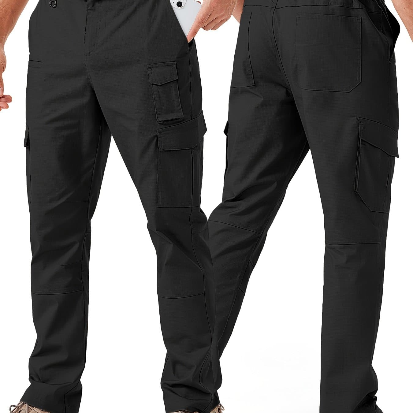 TEMU 31' Men's Work Pants Cargo Pants Loose Casual Multi Pockets Outdoor Pants Color Block Straight Leg Cargo Pants With 8 Pockets