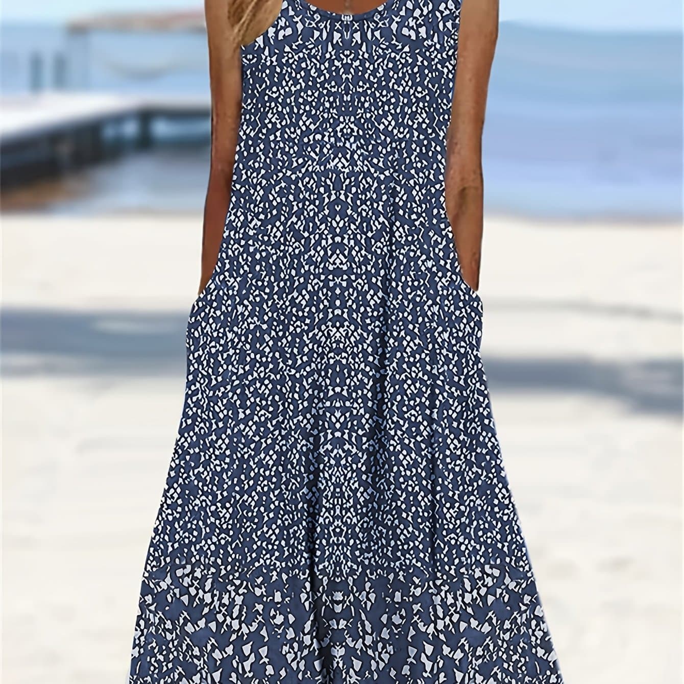 TEMU Fashionable Floral Printed Vest Dress