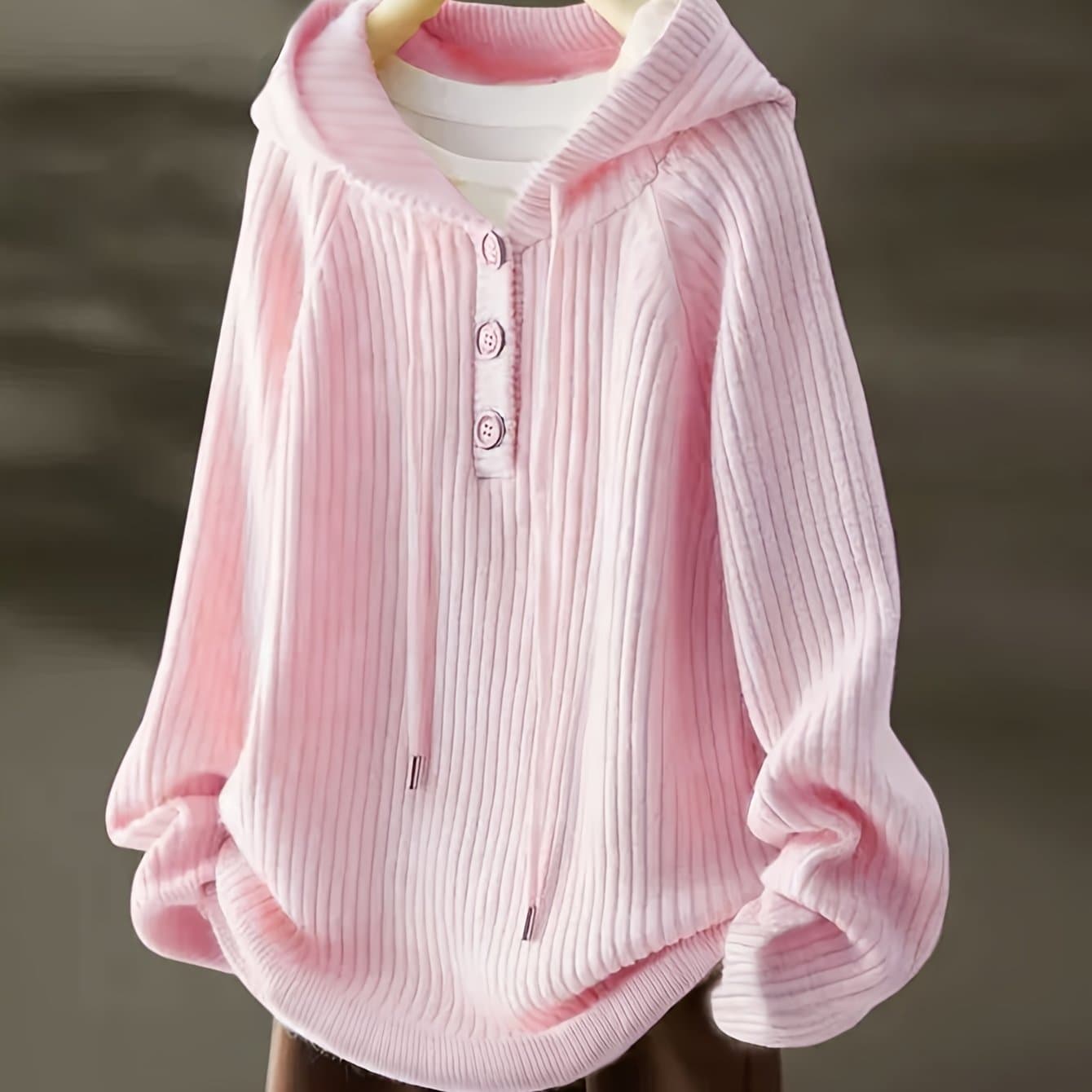 TEMU Women's Cozy Fleece Hoodie - Casual Pullover With Button Front, Long Sleeves, And Drawstring Hood, Perfect For Fall/winter, Casual Wear Hoodie, | Hoodie|drawstring Hoodie, Sweater Hoodie