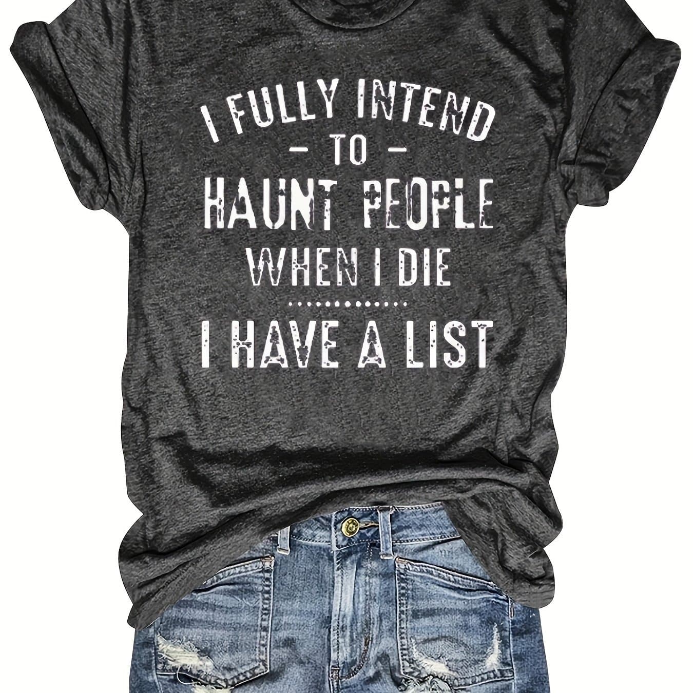 TEMU Alphabet Print Crew Neck T-shirt, Spring And Summer Casual Short-sleeved T-shirt, Women's Clothing