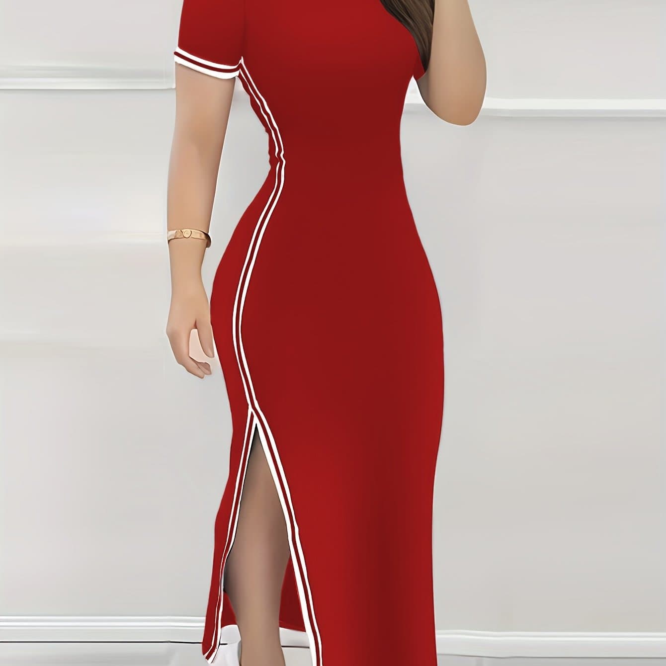 TEMU Targeted Development Women's Fashion Dress Solid Color Casual Elegant