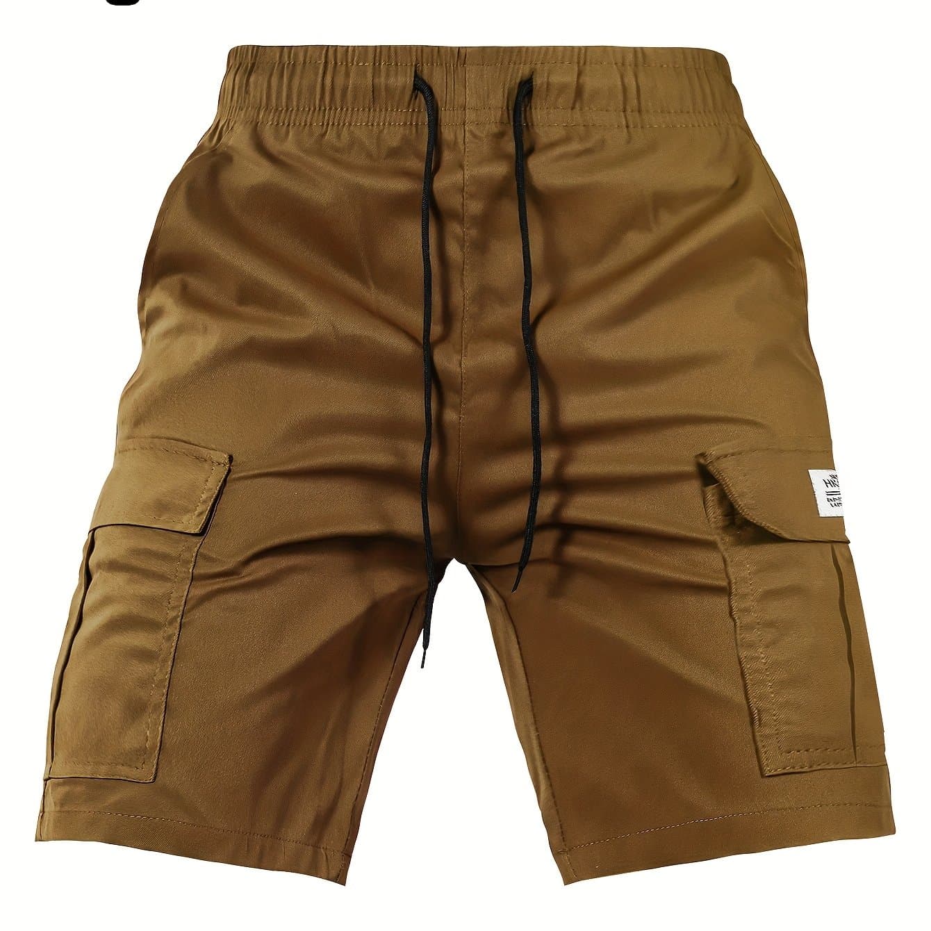 TEMU 1pc Summer Waist Drawstring Letter Patch Flap Pocket Men's Cargo Shorts, Bermuda Shorts