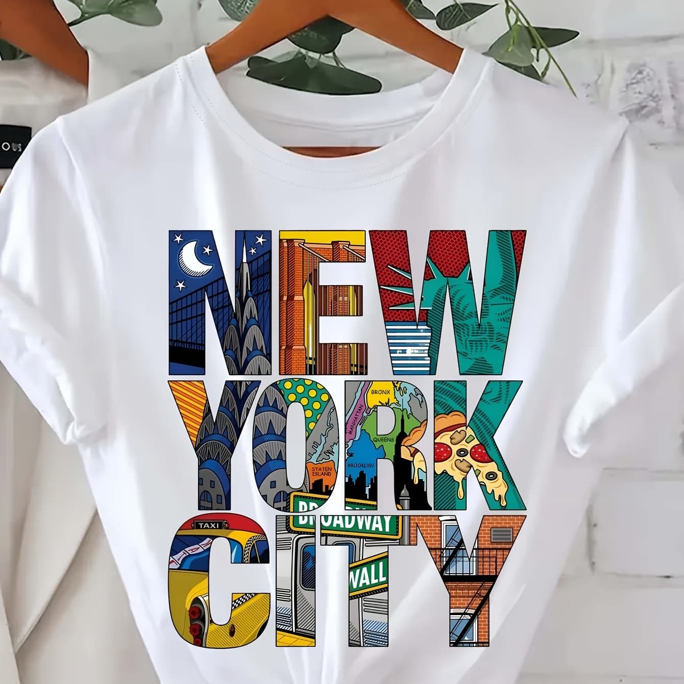 TEMU Orienteering T-shirt - Short Sleeve Casual Round Neck Tee With Nyc & Geometric Map, Machine Washable - Urban Navigation Top