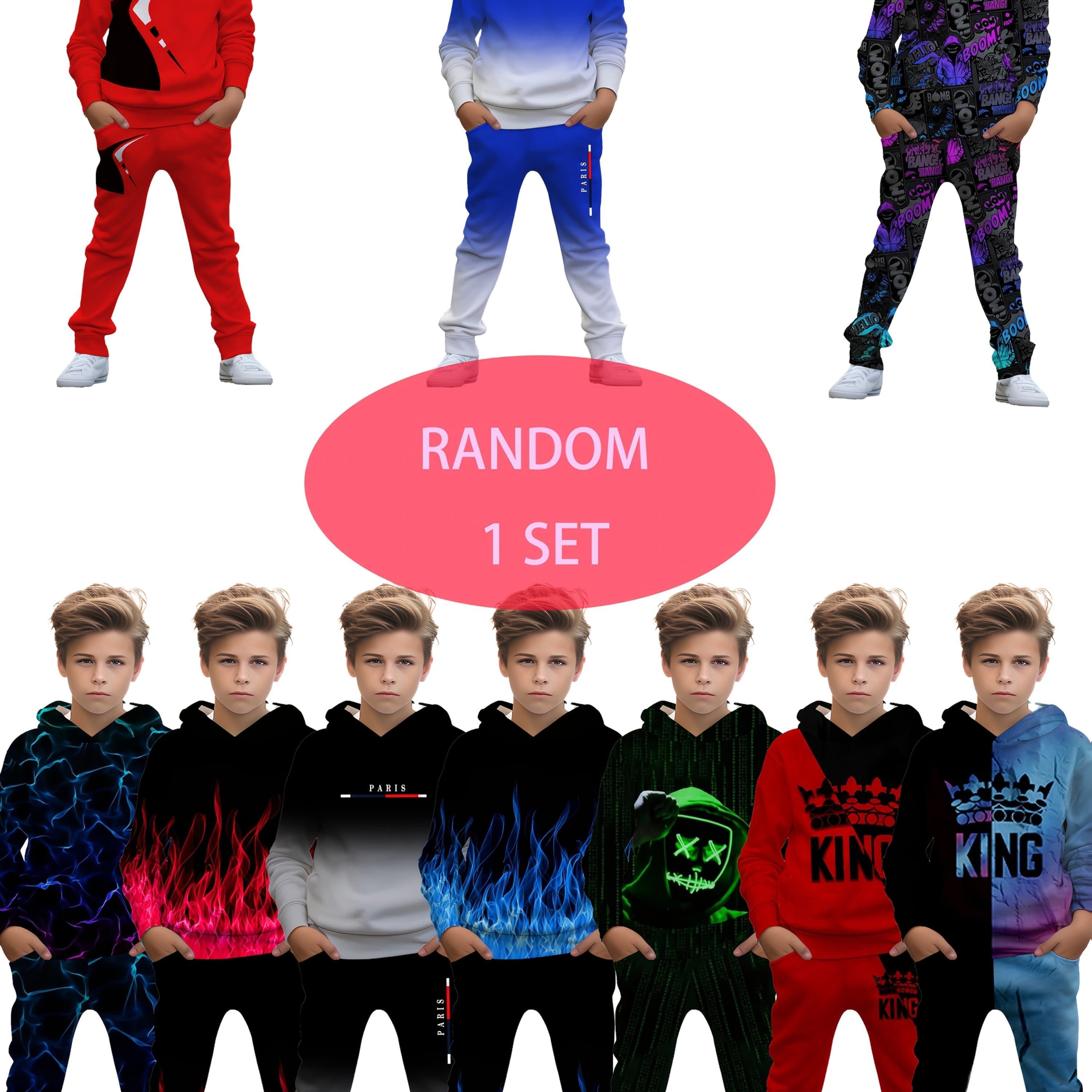 TEMU Random Sent .boys 3d Print Hoodie Set Hoodie Pant Pocket Set, For Outdoor