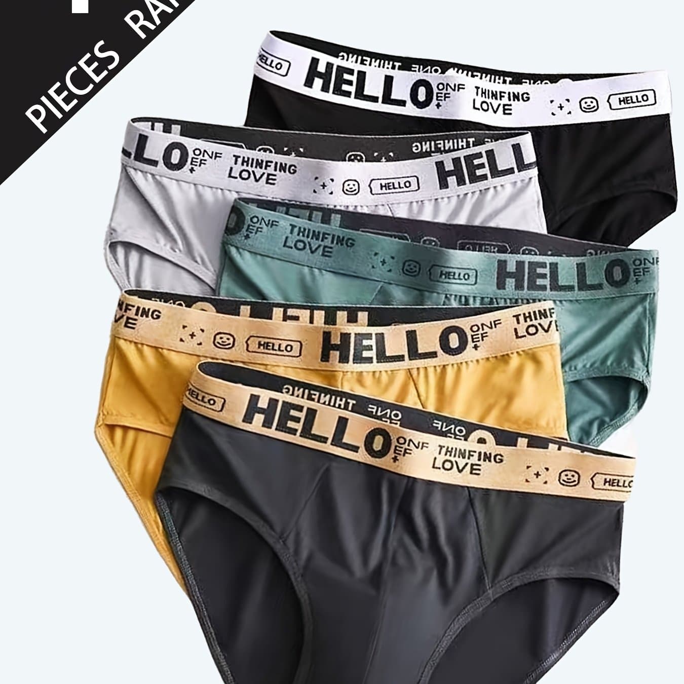 TEMU 4 Pairs Of Men's Briefs, Men's Underwear, 'hello' Letter Waistband, Solid Color Underwear Set, Multiple Colors, Comfortable And Skin-friendly, Daily Wear