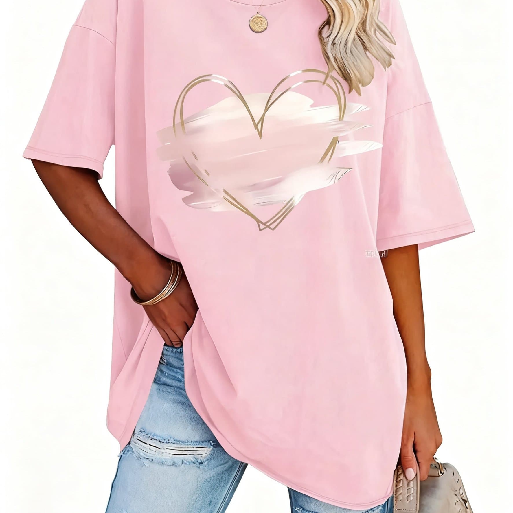 TEMU Plus Size, Plus Size Comfortable Short Sleeve Round Neck Top